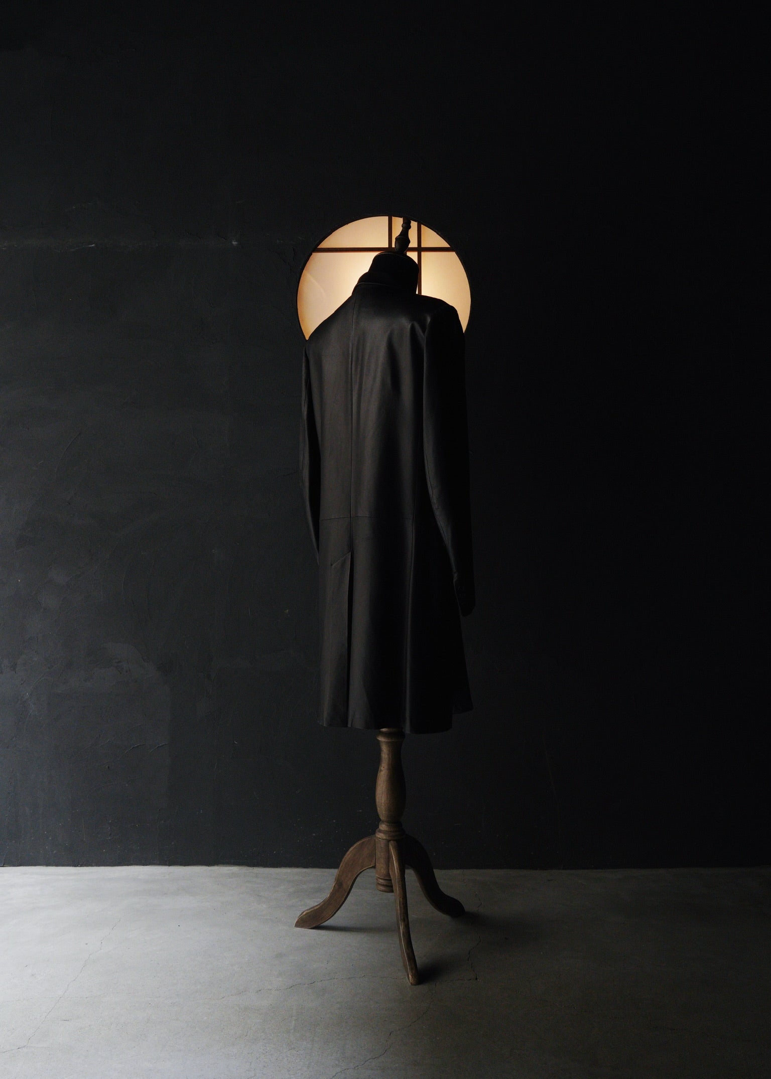 HELMUT LANG fly front leather chesterfield coat