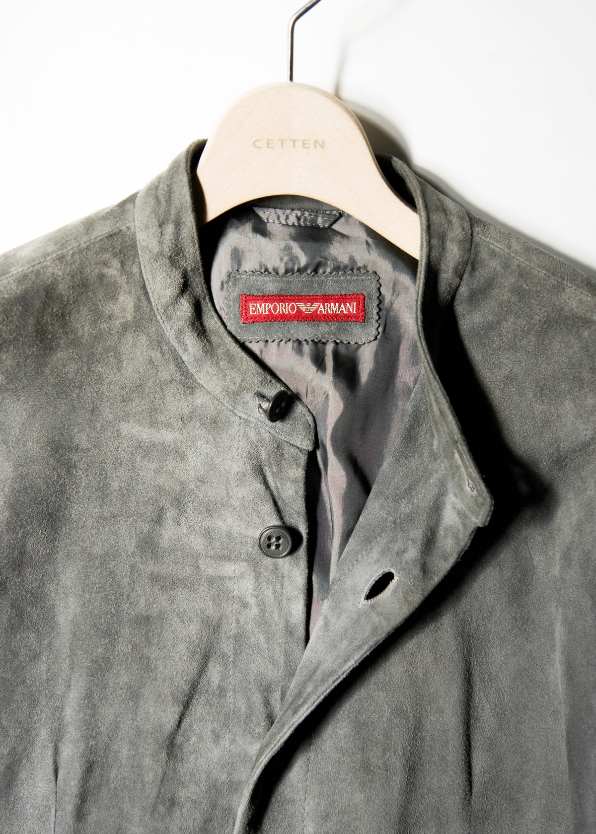 1998SS EMPORIO ARMANI band collar suede leather jacket