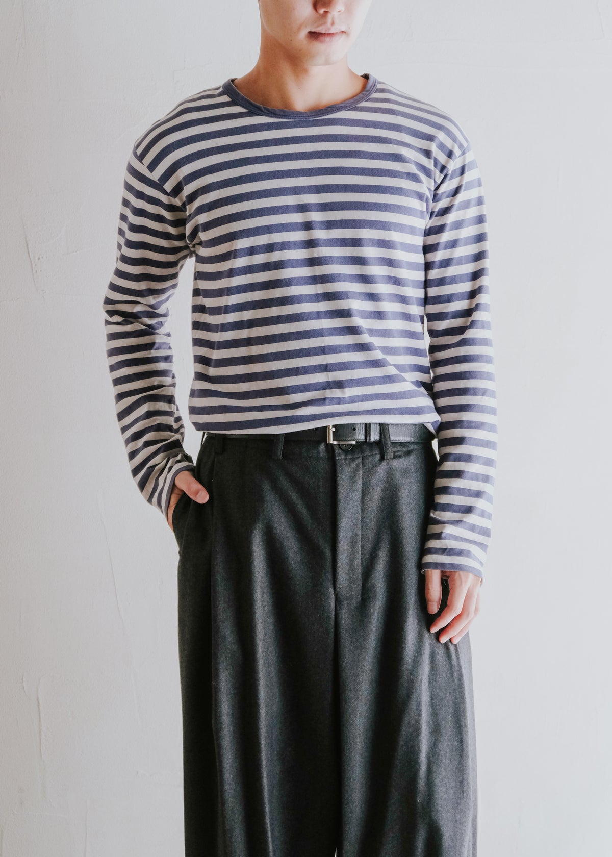 90-00's agnes b. homme stripe cotton long sleeve shirt