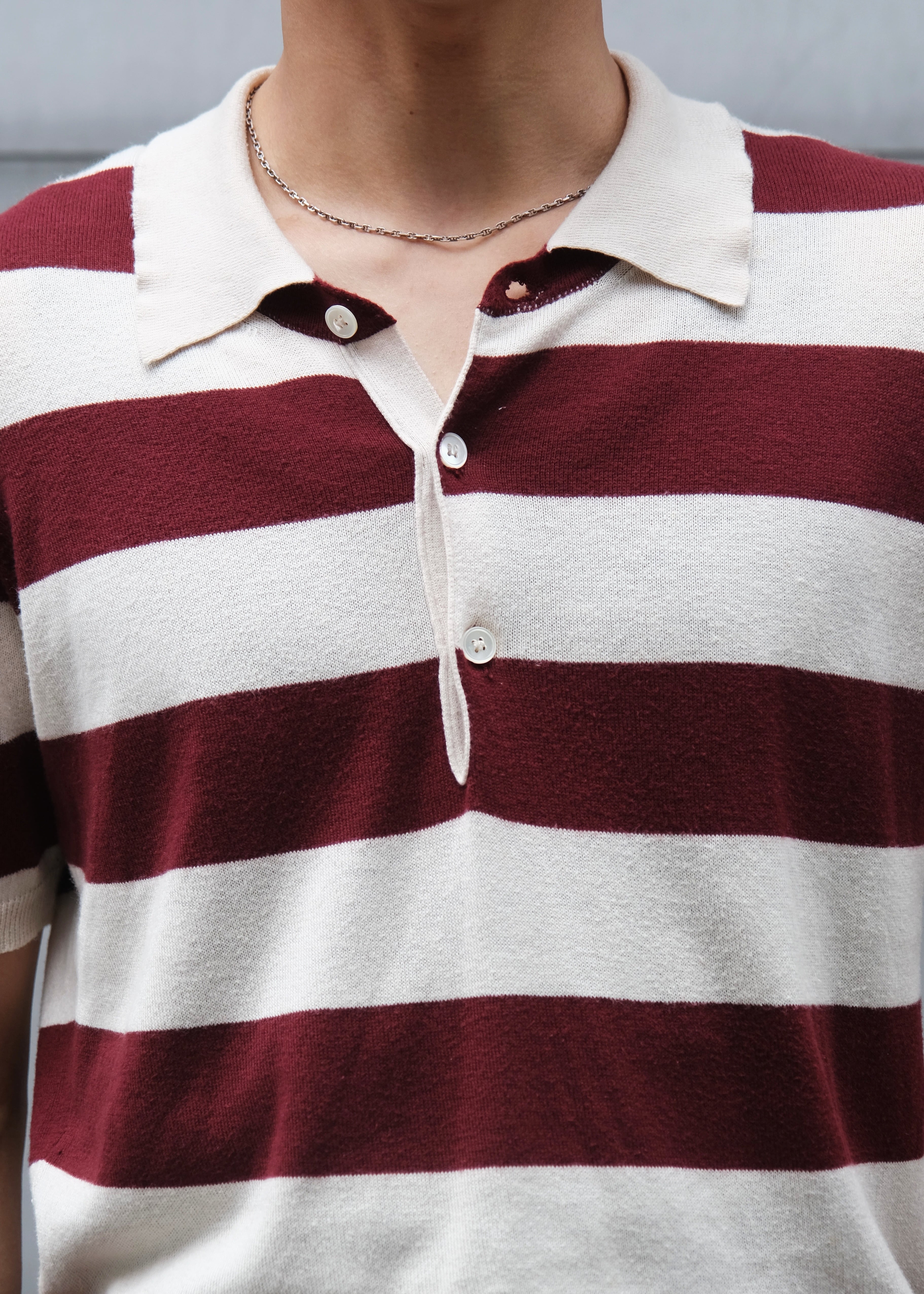 HELMUT LANG 98SS short sleeves border polo knit top