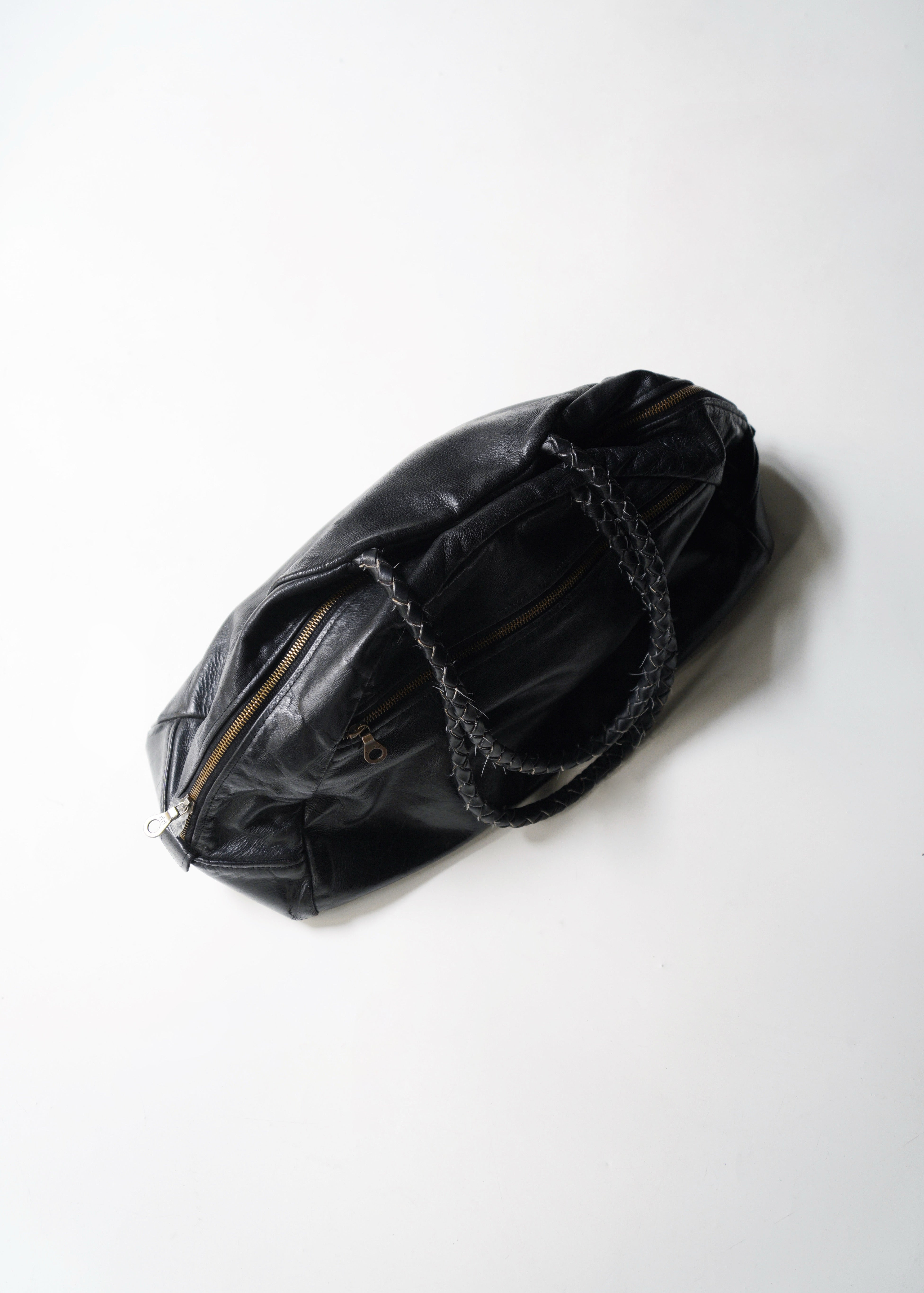 Leather boston bag