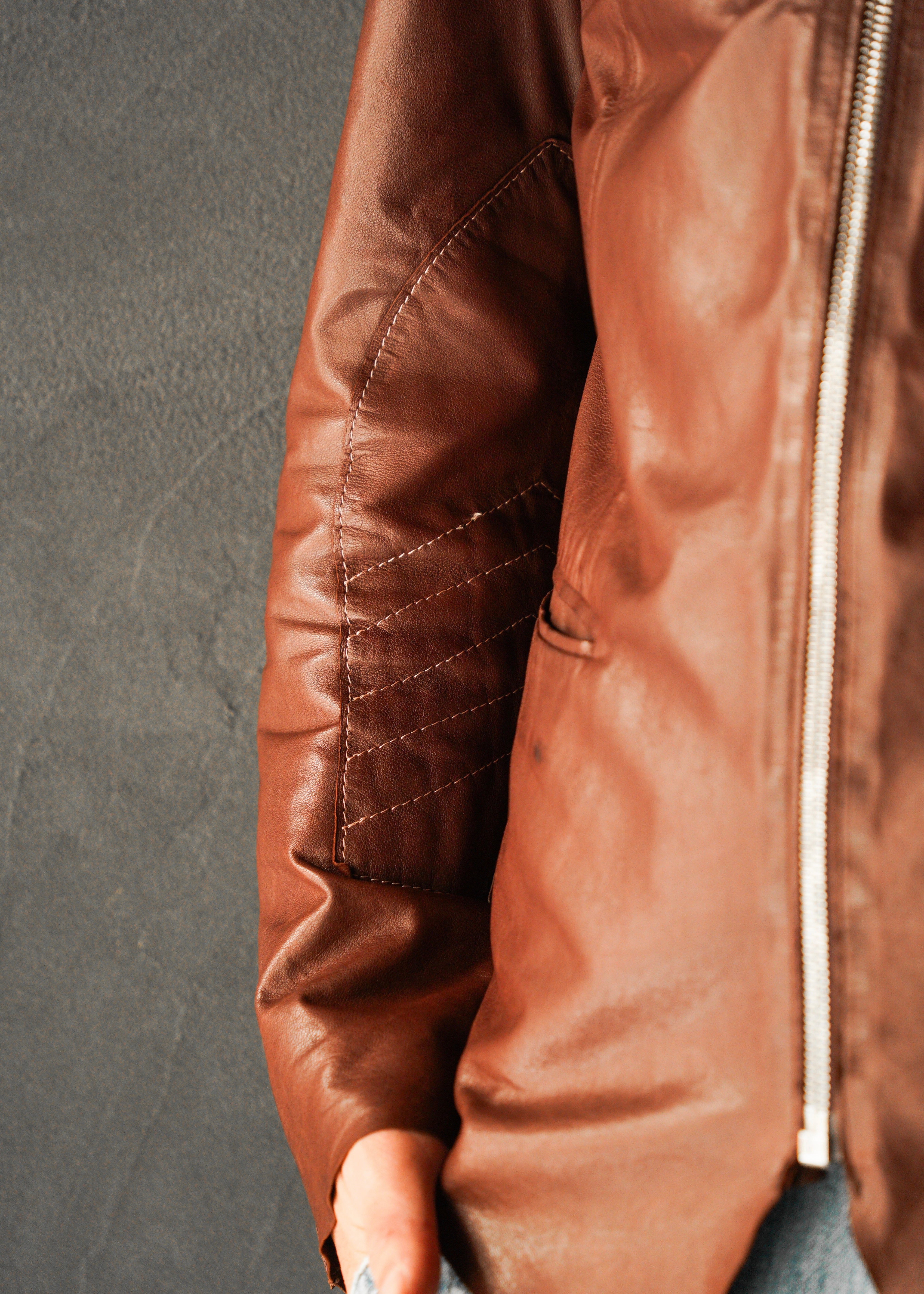 Paul Smith Asymmetrical Collar Leather Jacket in Burgundy