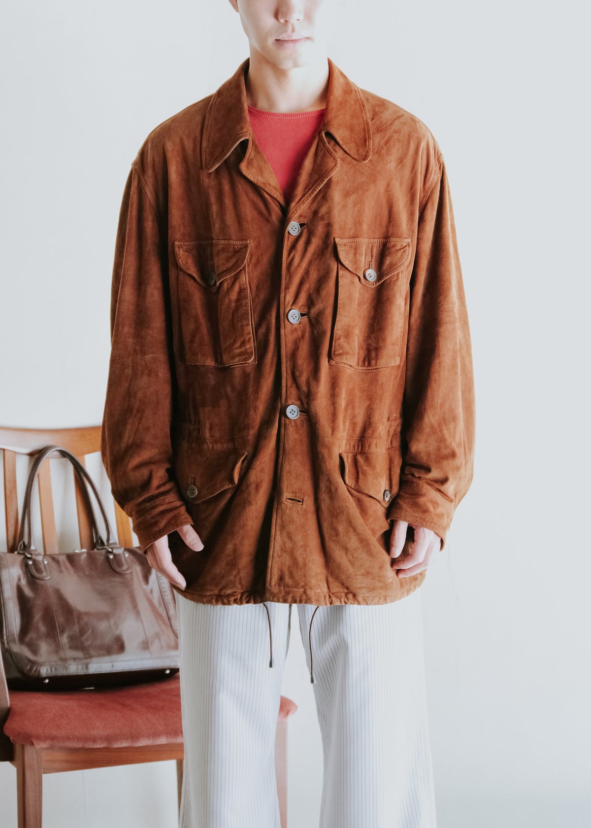 80's HUGO BOSS suede leather safari jacket