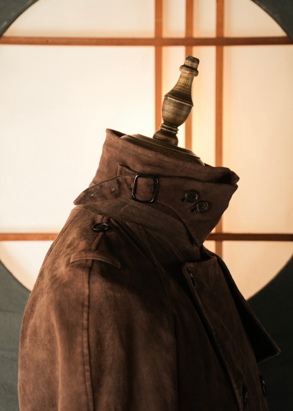 HELMUT LANG 05AW suede double breasted belted coat