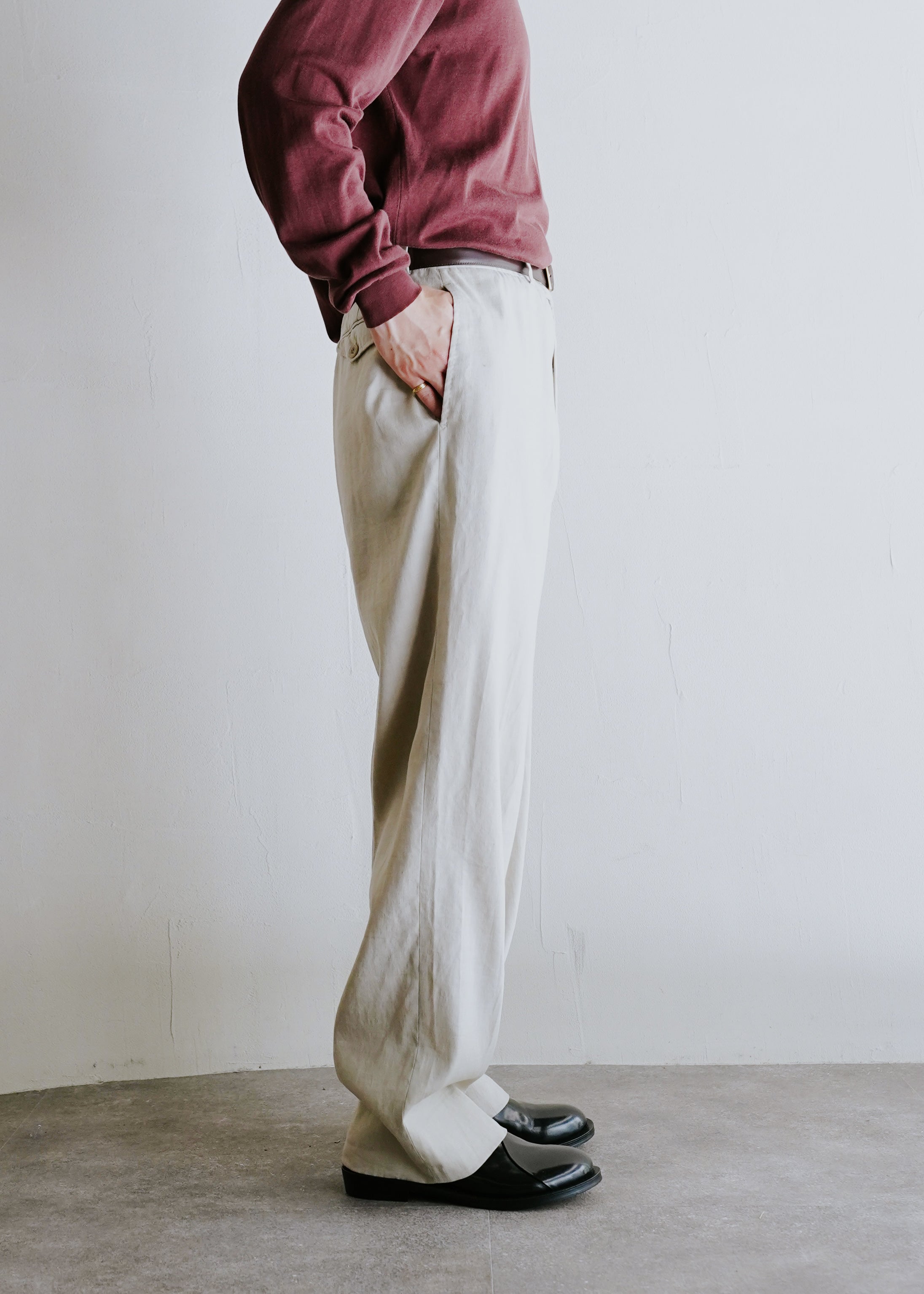 90-00's HERMÈS wide straight summer slacks