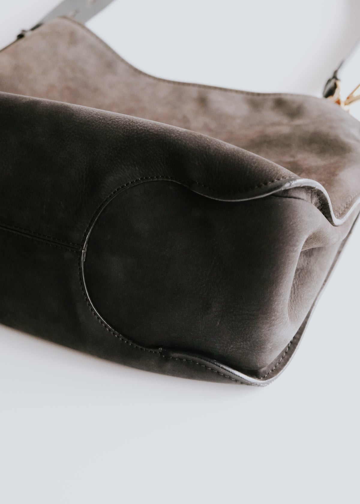 00's Salvatore Ferragamo nubuck leather shoulder bag with Gancini strap
