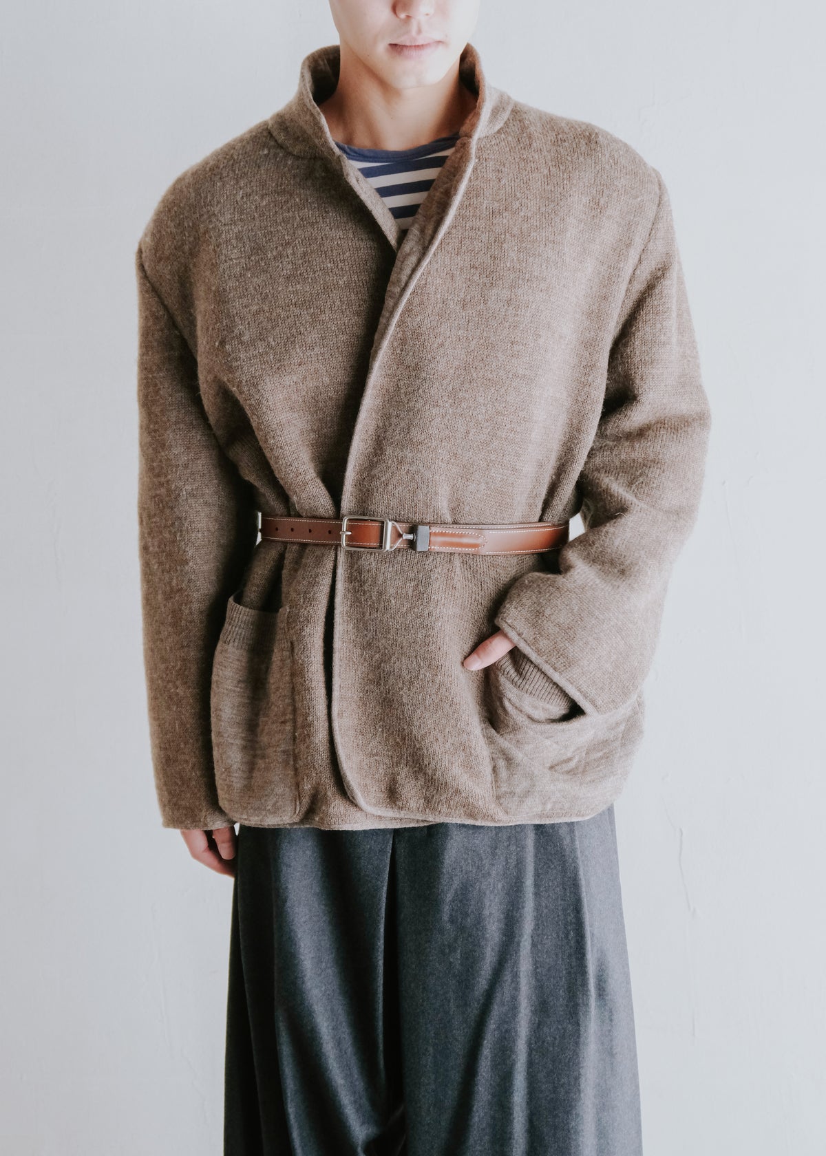-90's HERMÈS open front quilted lapel jacket