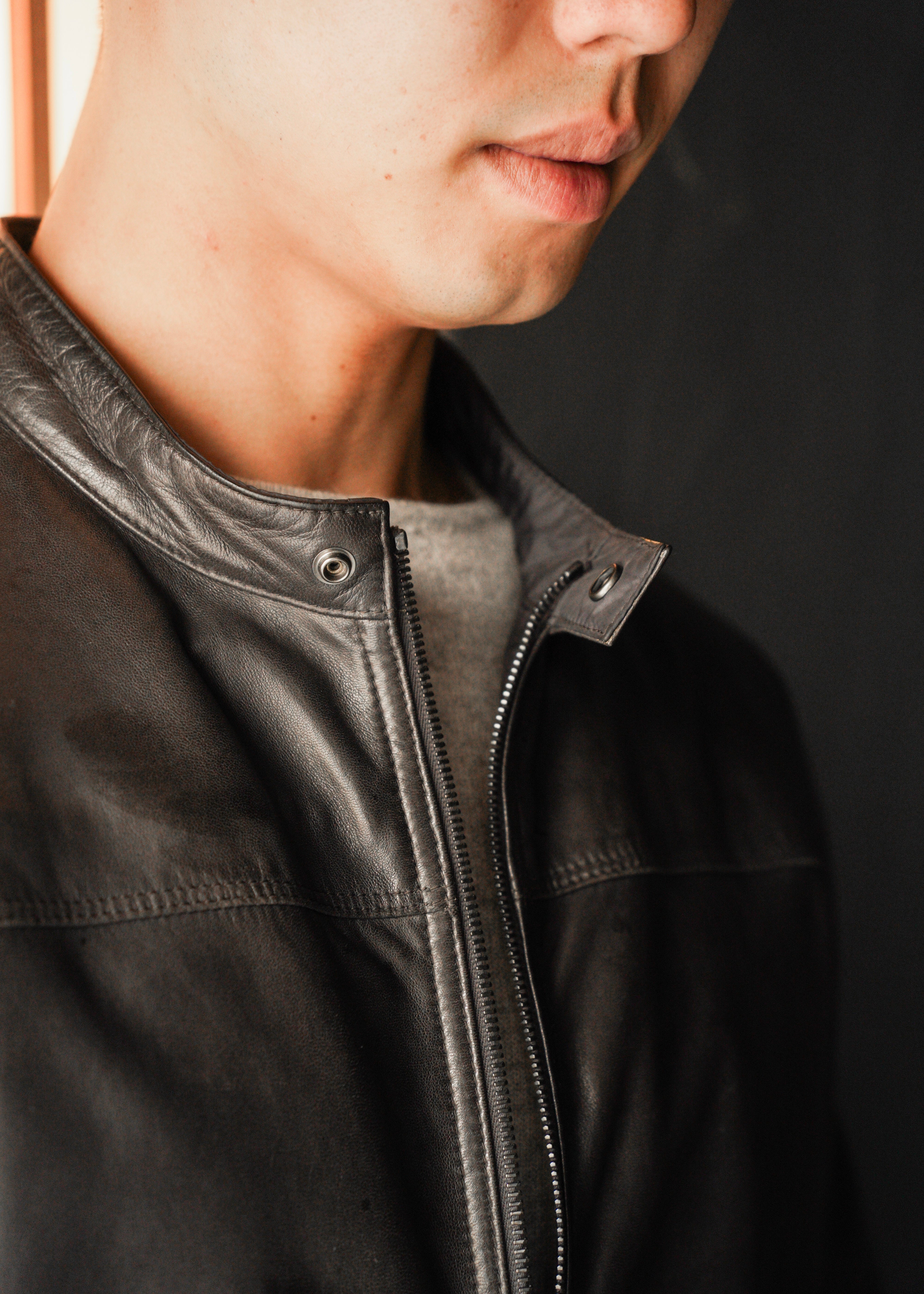 90’s Salvatore Ferragamo reversible single zip up leather jacket