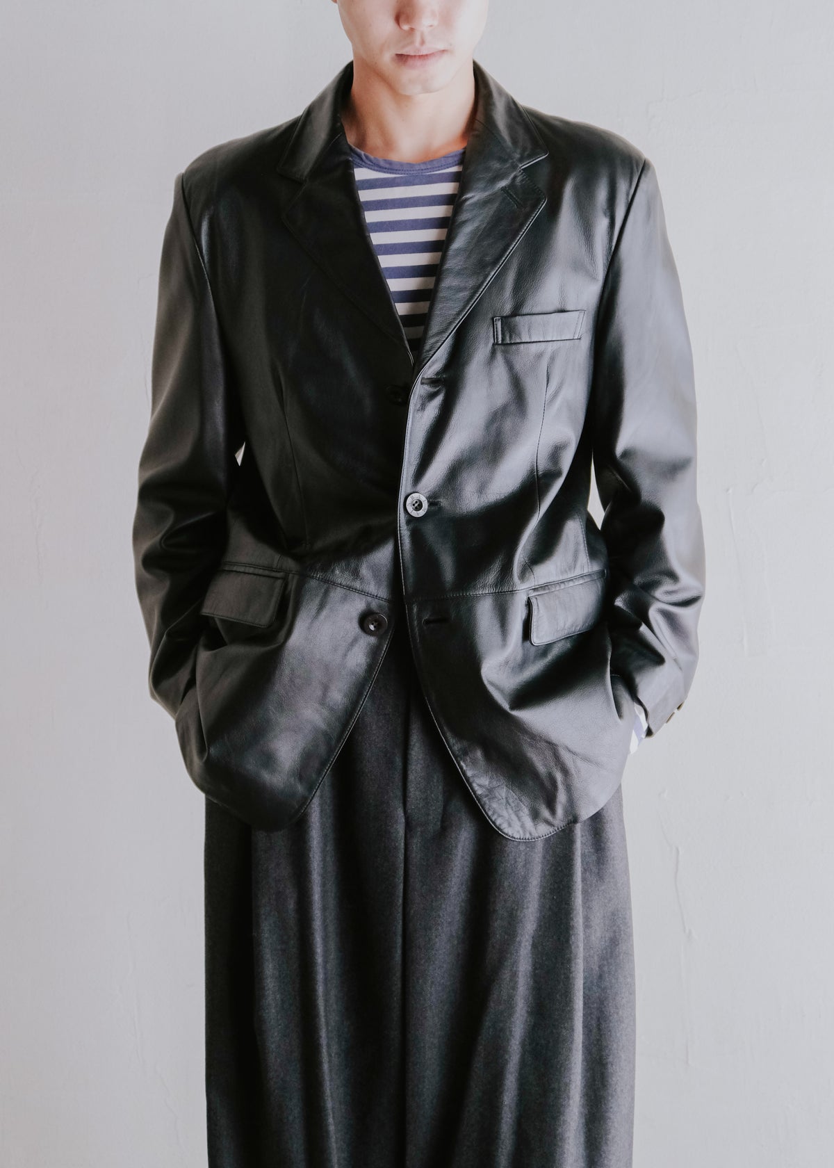 BALMAIN PARIS lamb leather 3B tailored jacket