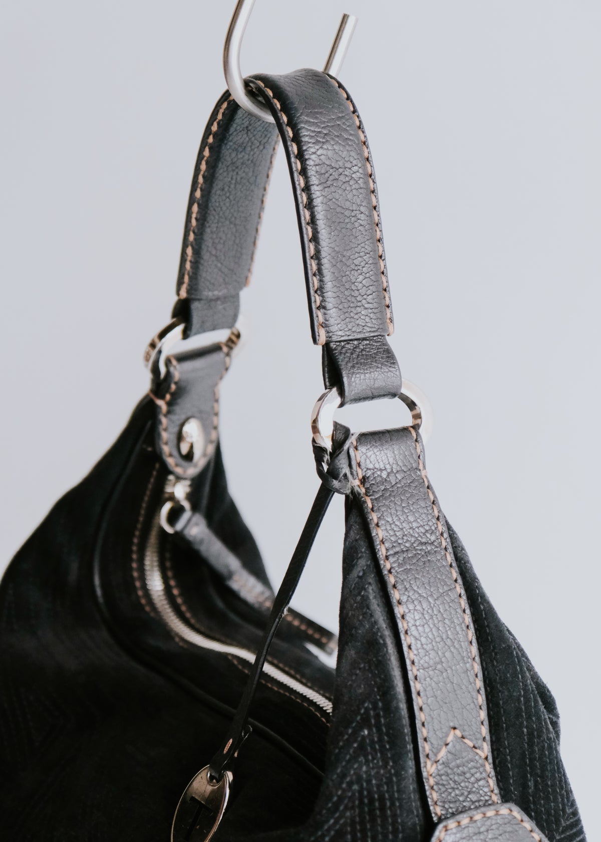 TOD'S velvet leather switching hand bag