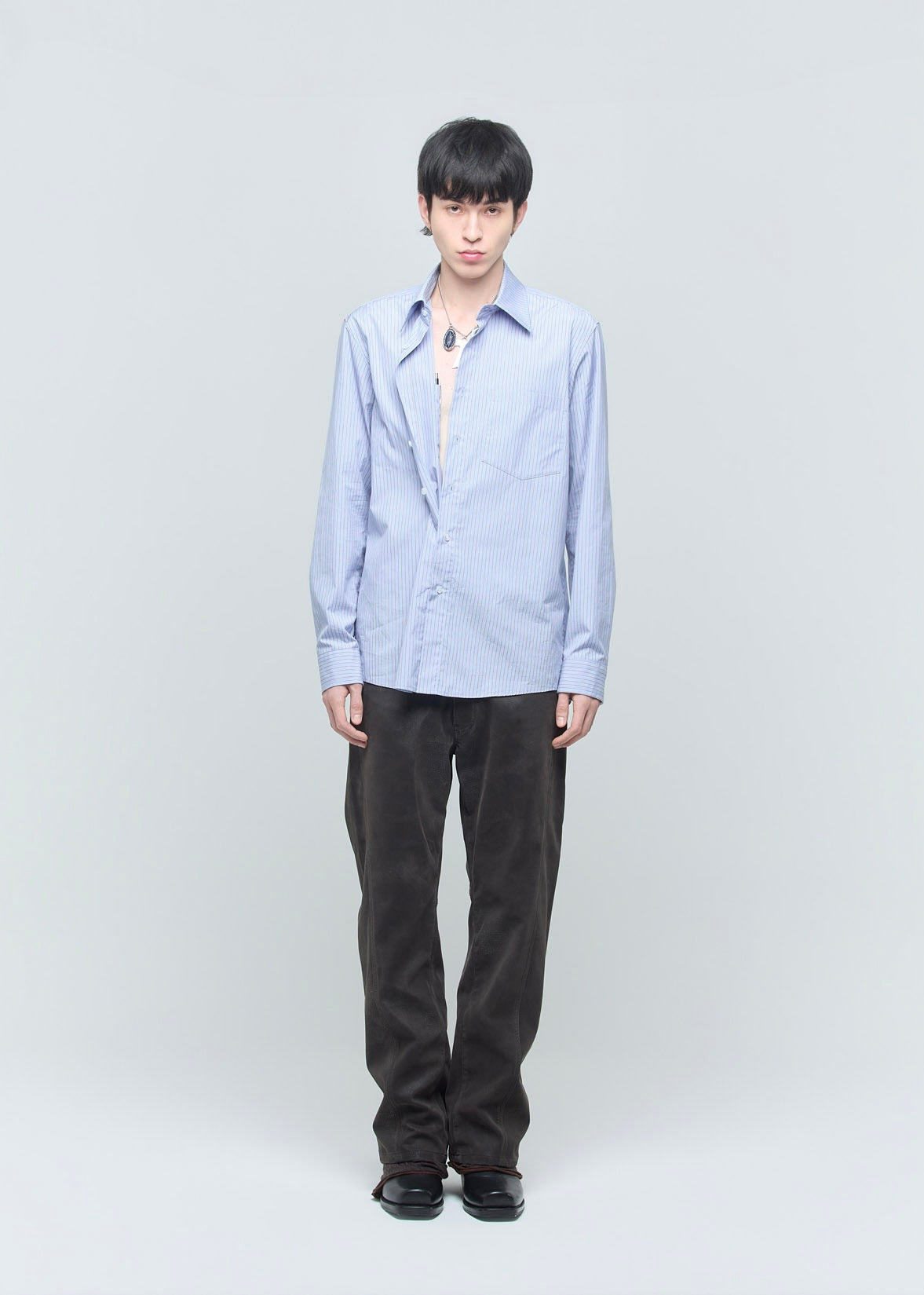 SHOOP 26AW LUCAS 2 POCKET SHIRT / Blue Stripes