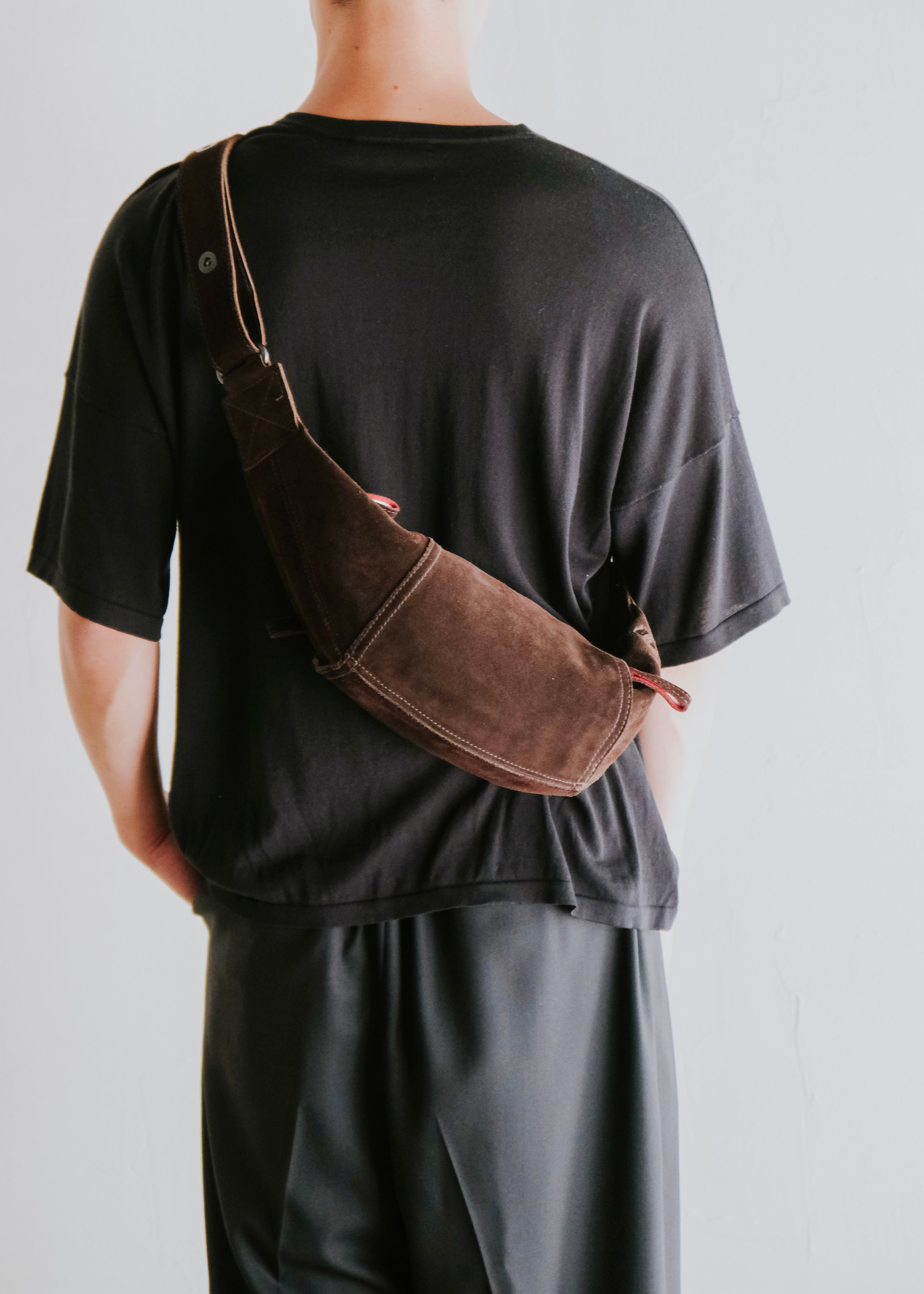 BALLY suede leather hobo shoulder bag