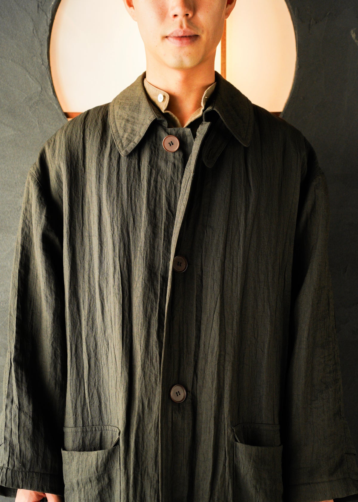 70-80’s GIORGIO ARMANI linen balmacaan coat