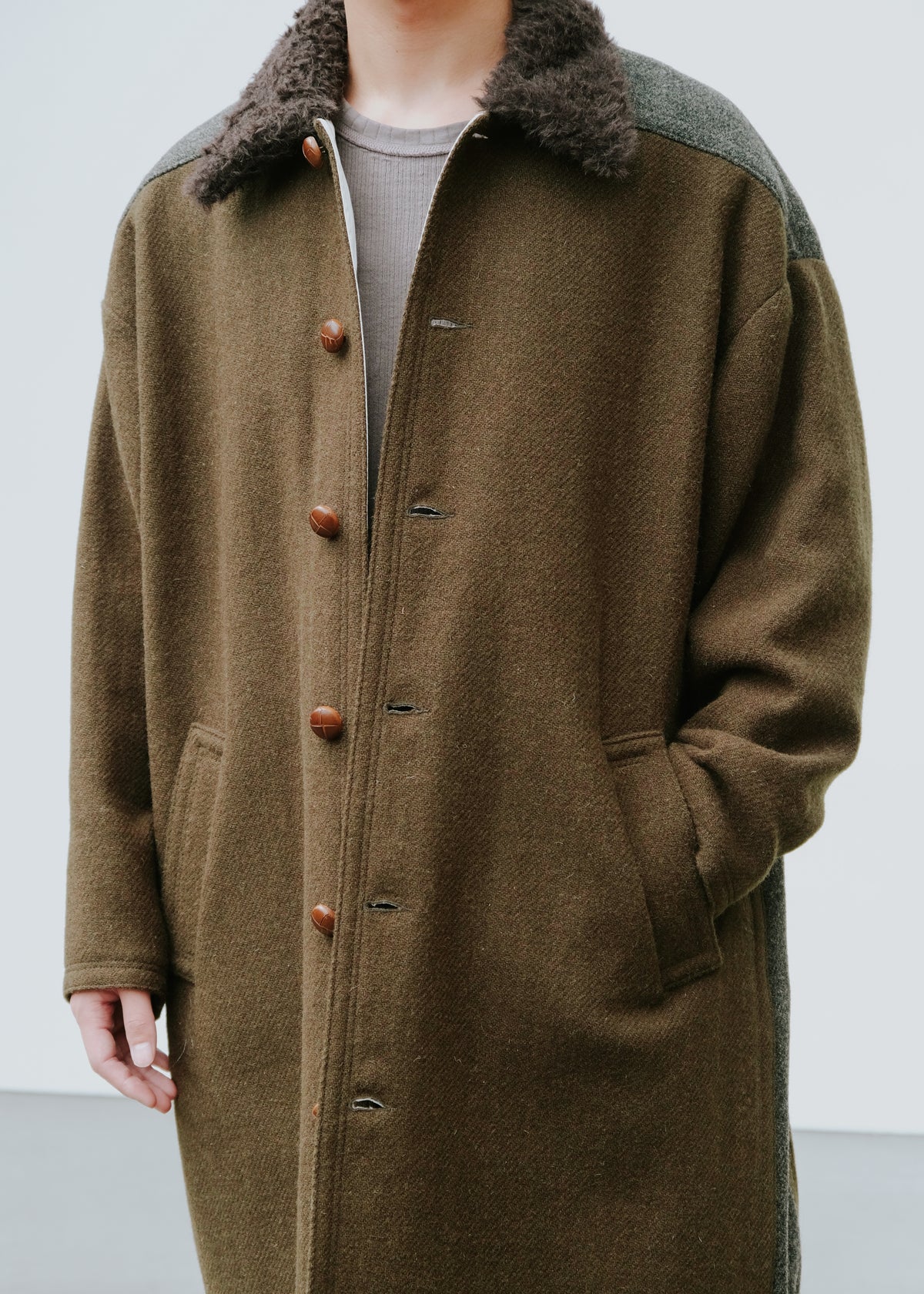 NAMACHEKO 26AW EMLEY コート SPECKLED MOSS GREEN メンズ