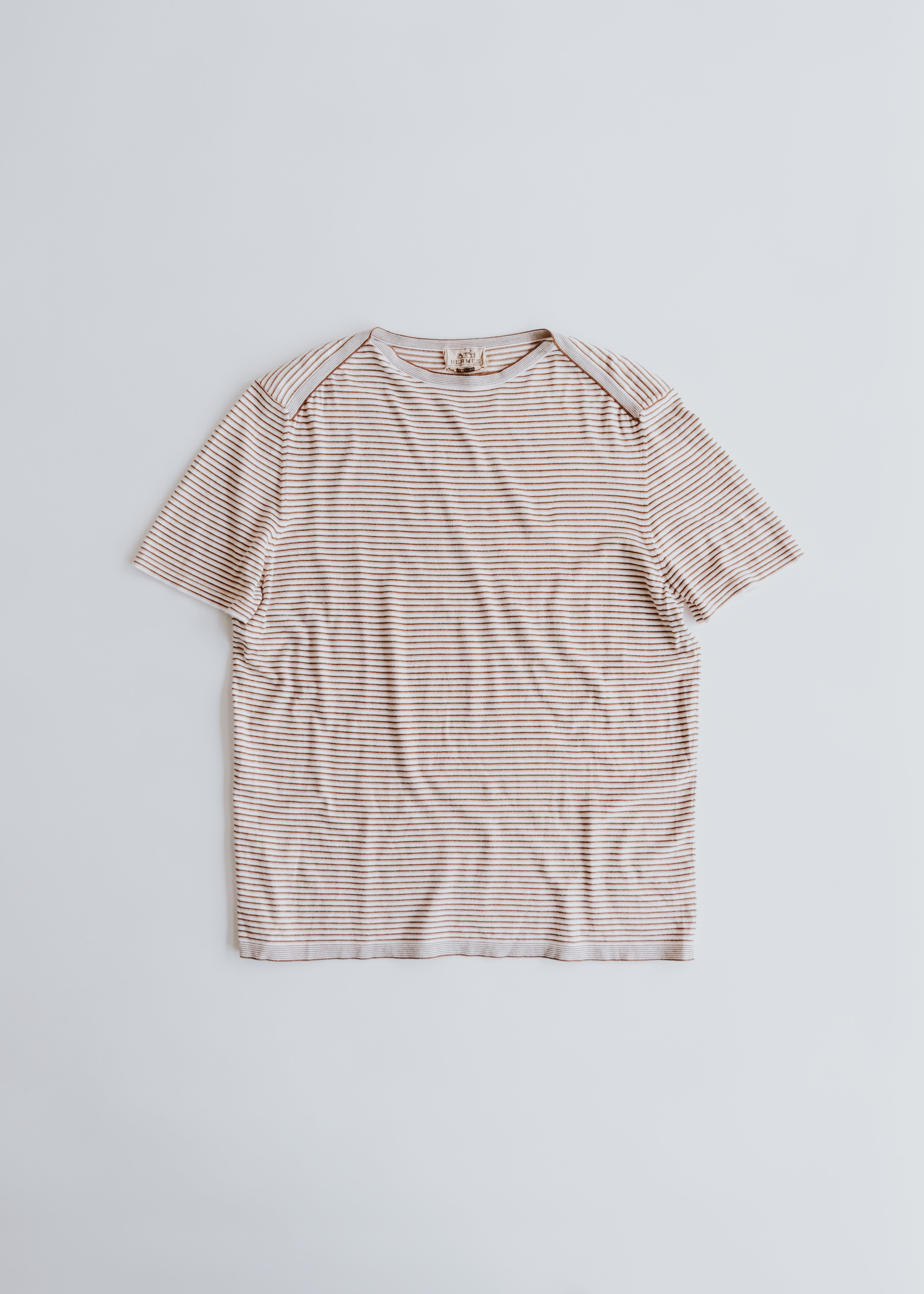 00's HERMÈS boat neck stripe knit T shirt