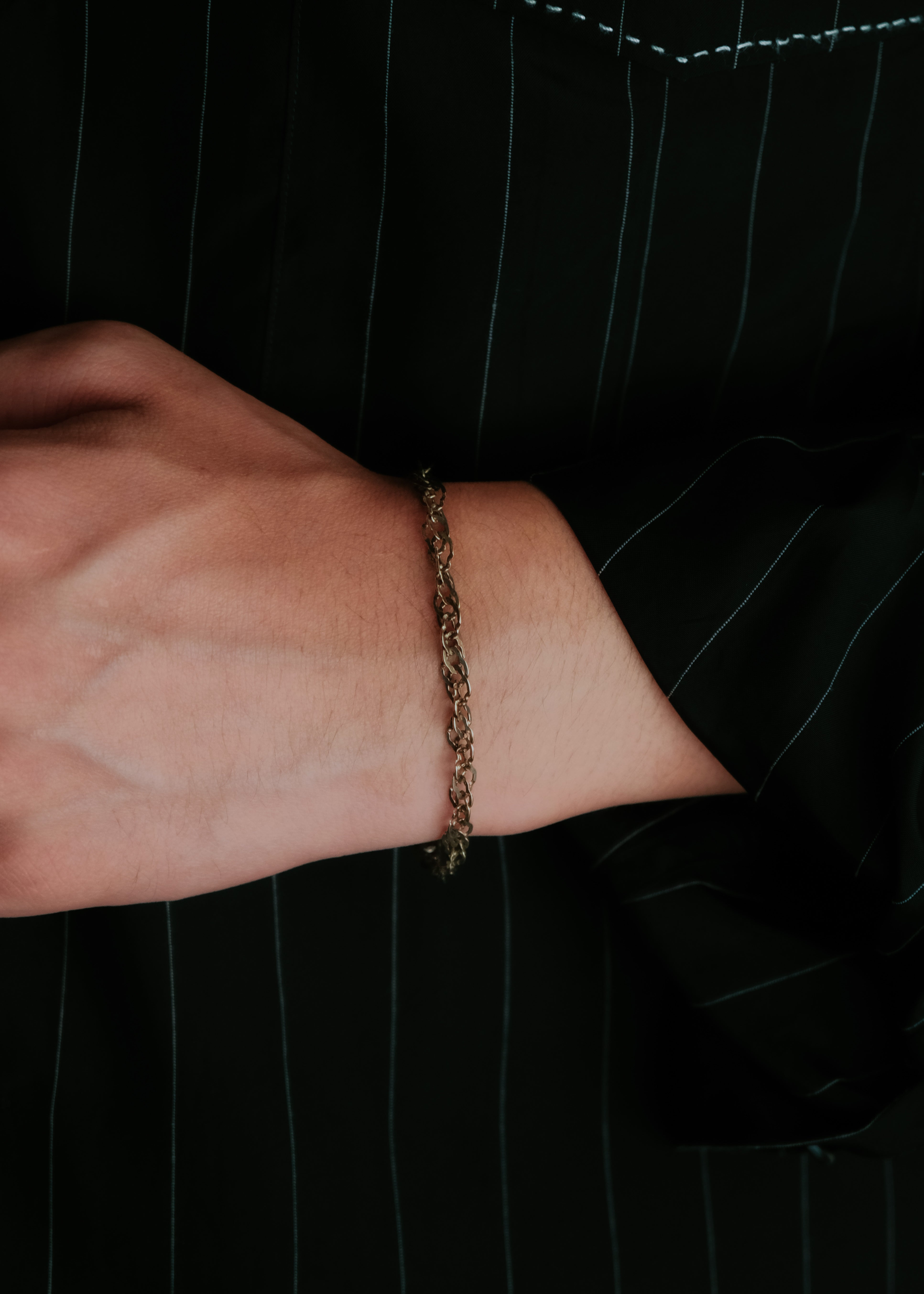 Italian vintage gold coated silver infinity link chain bracelet メンズ