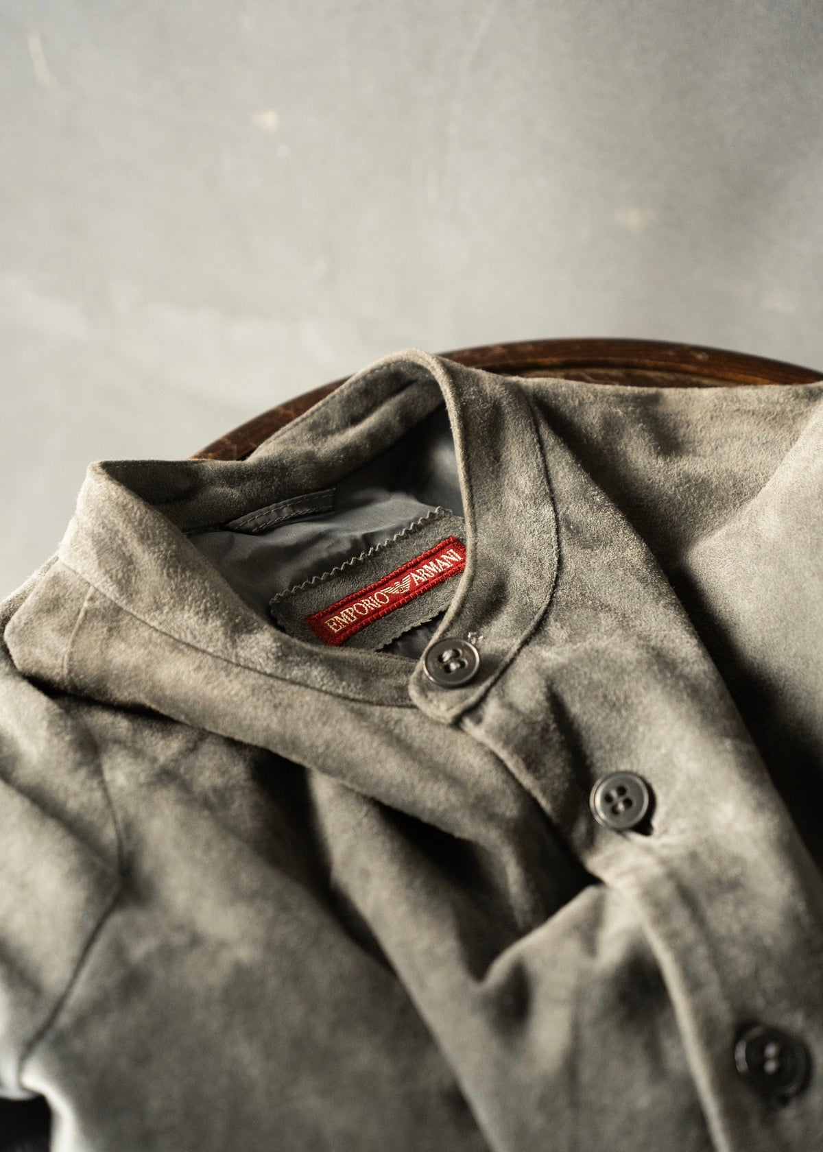 1998SS EMPORIO ARMANI band collar suede leather jacket