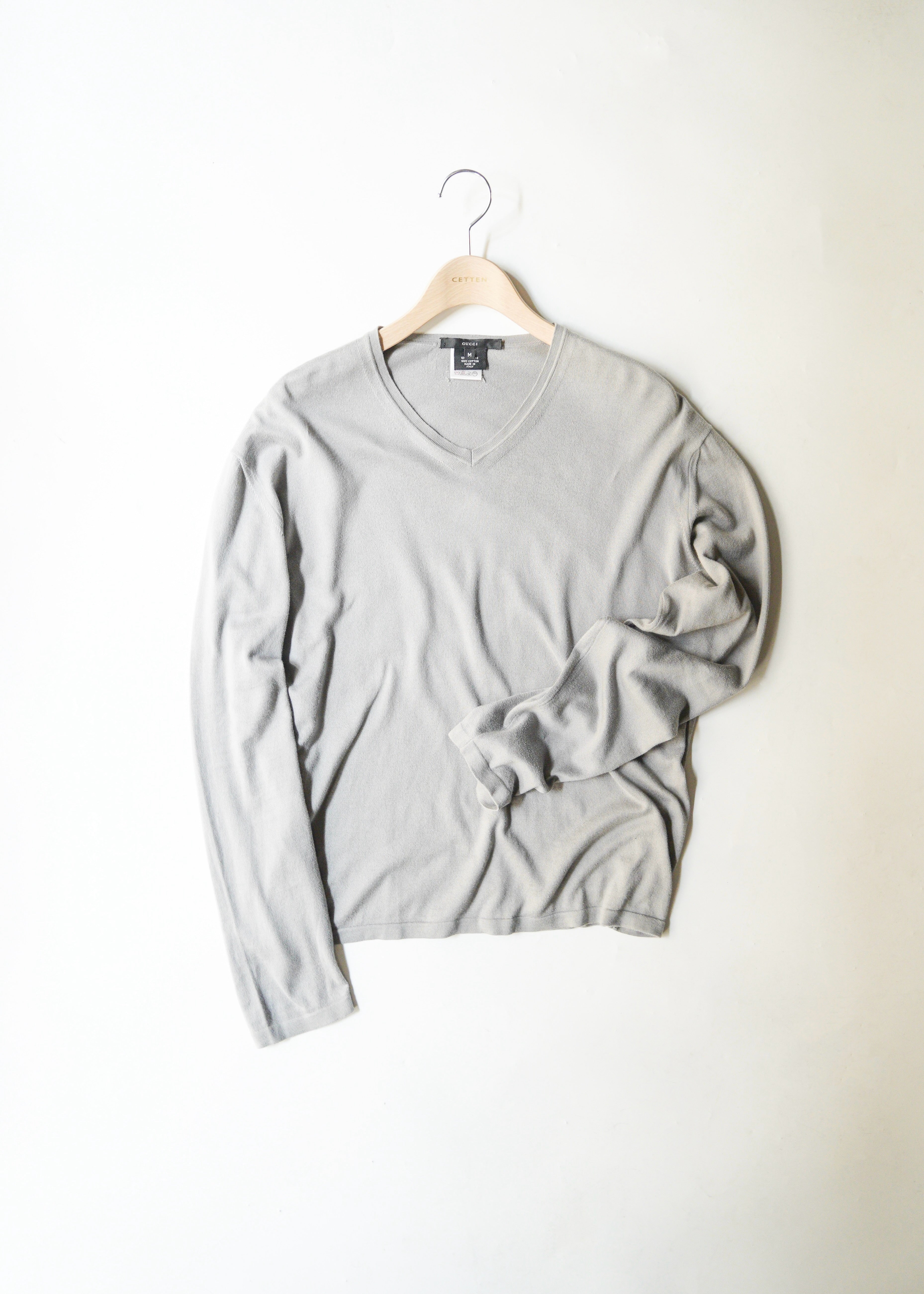 00’s GUCCI v neck cotton long sleeve knit