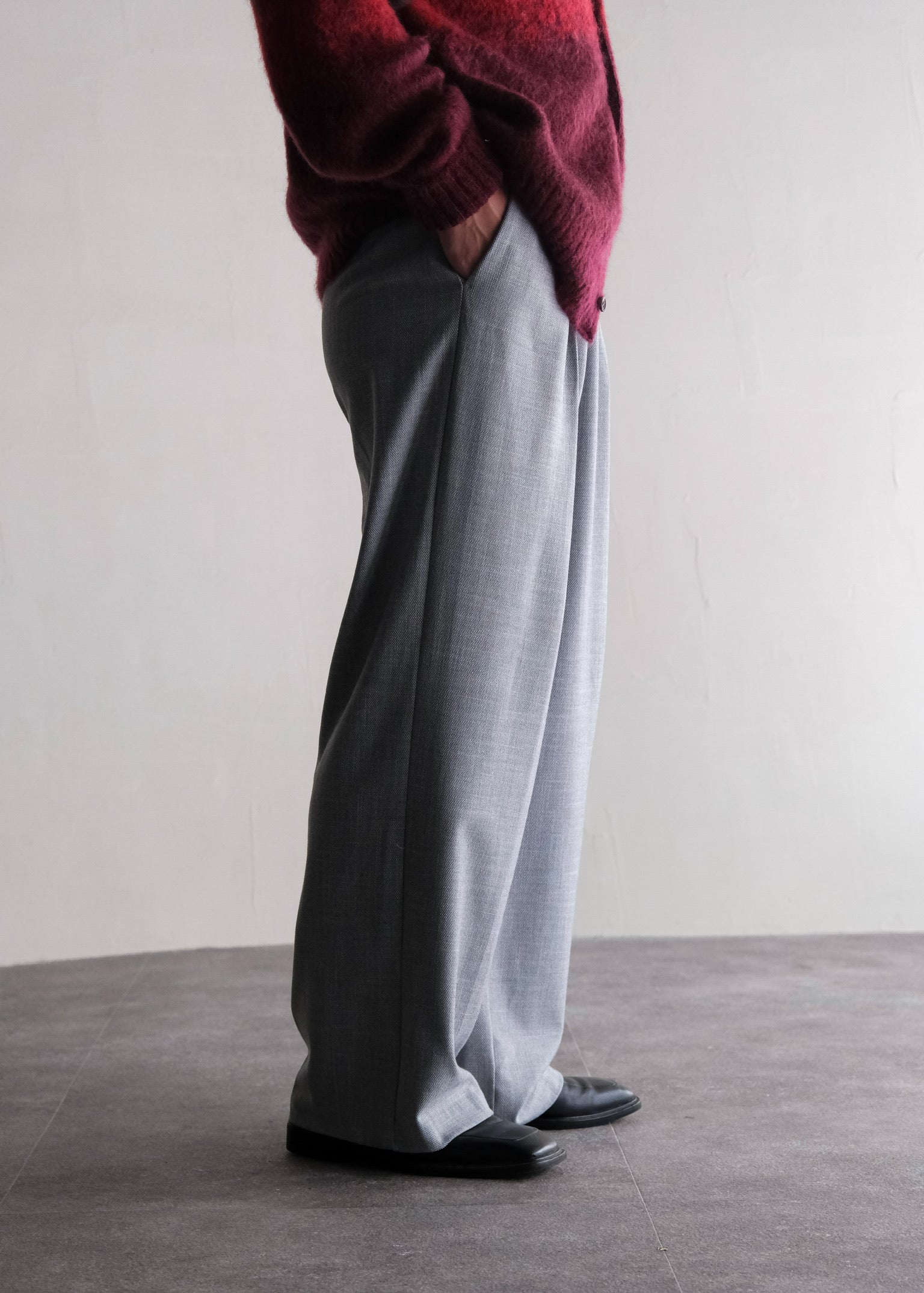 tucked smooth wide straight slacks