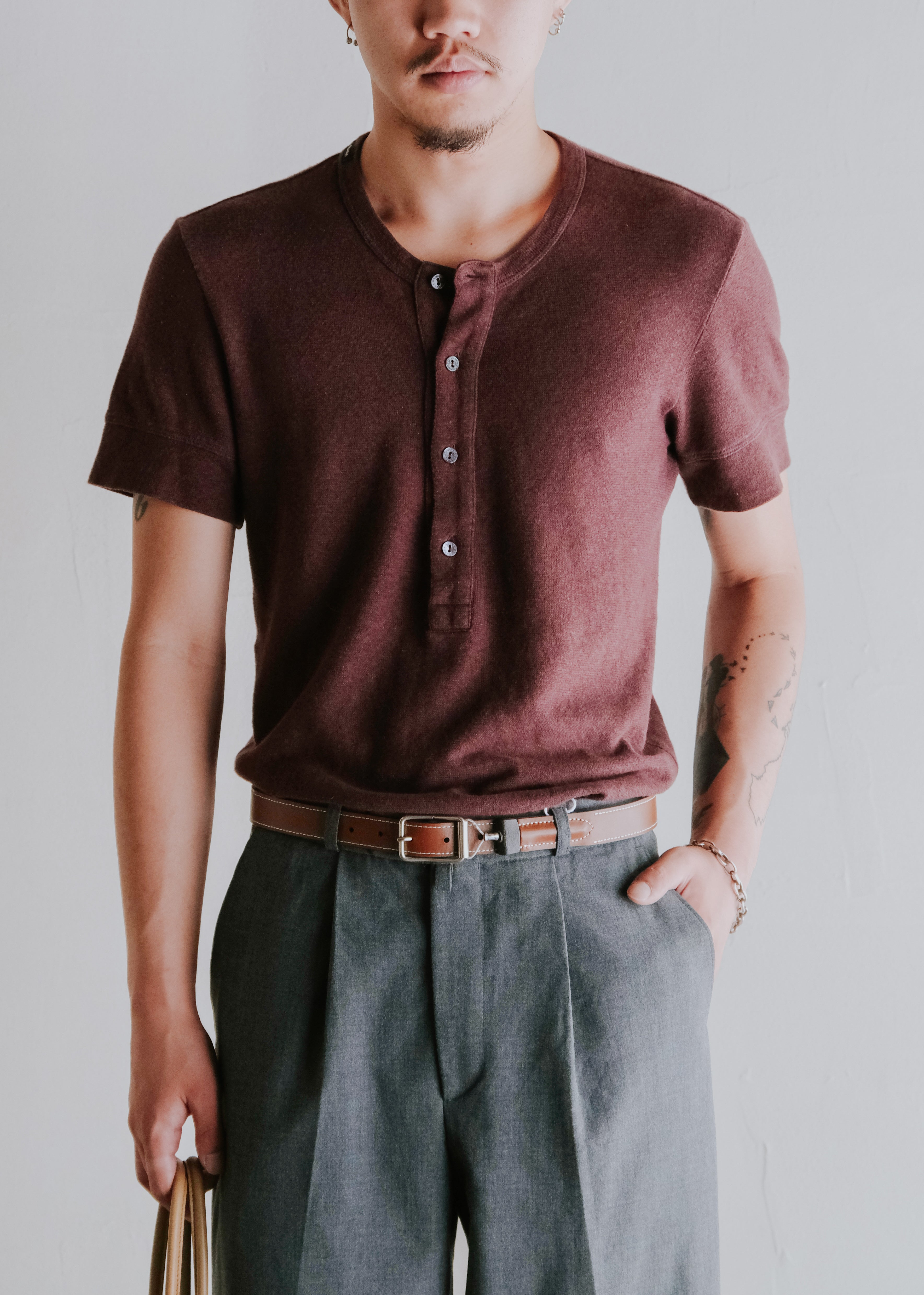 90-00's DOLCE&GABBANA henry neck summm topw