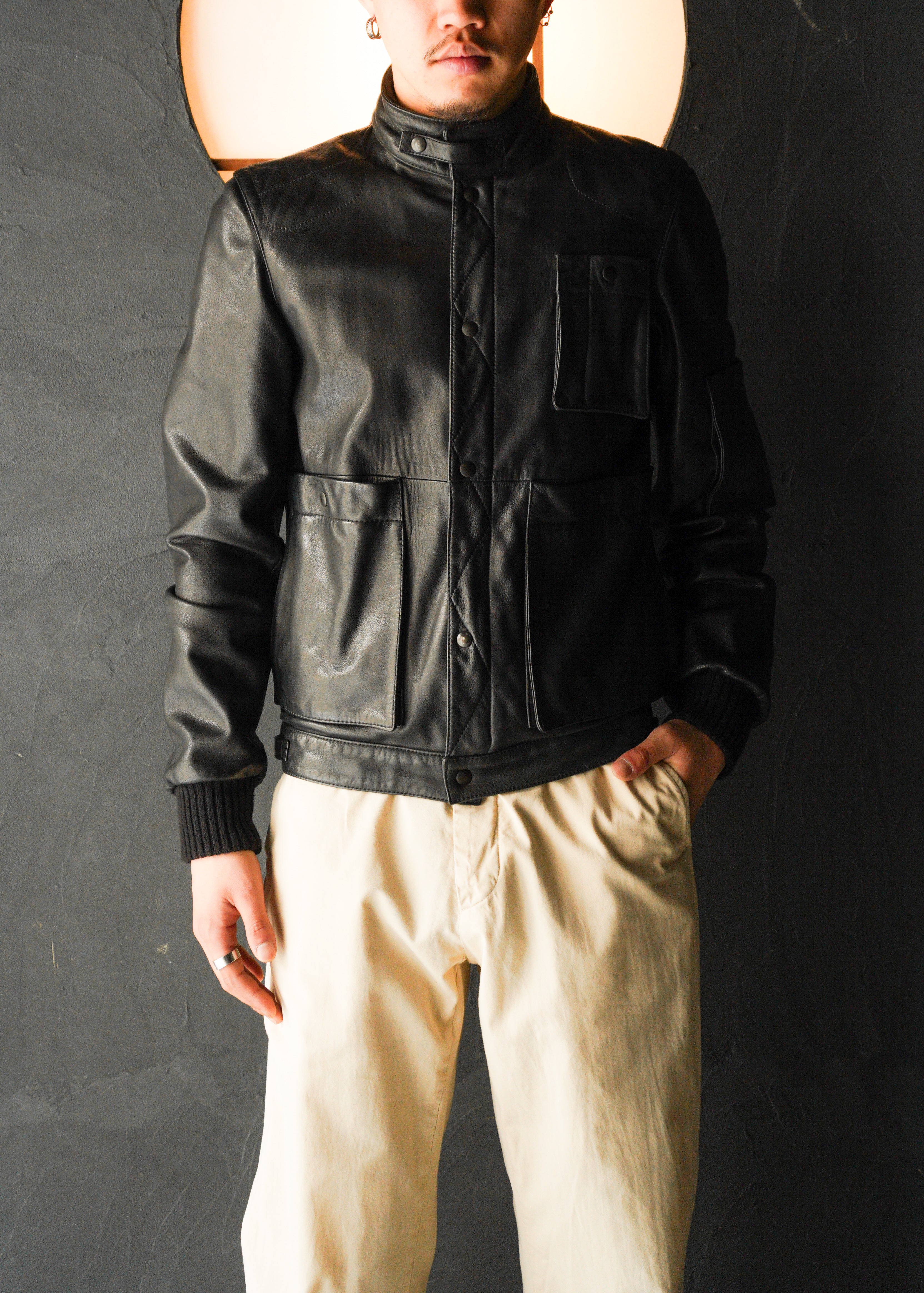 MARTIN MARGIELA 07AW multiple pockets single leather riders jacket