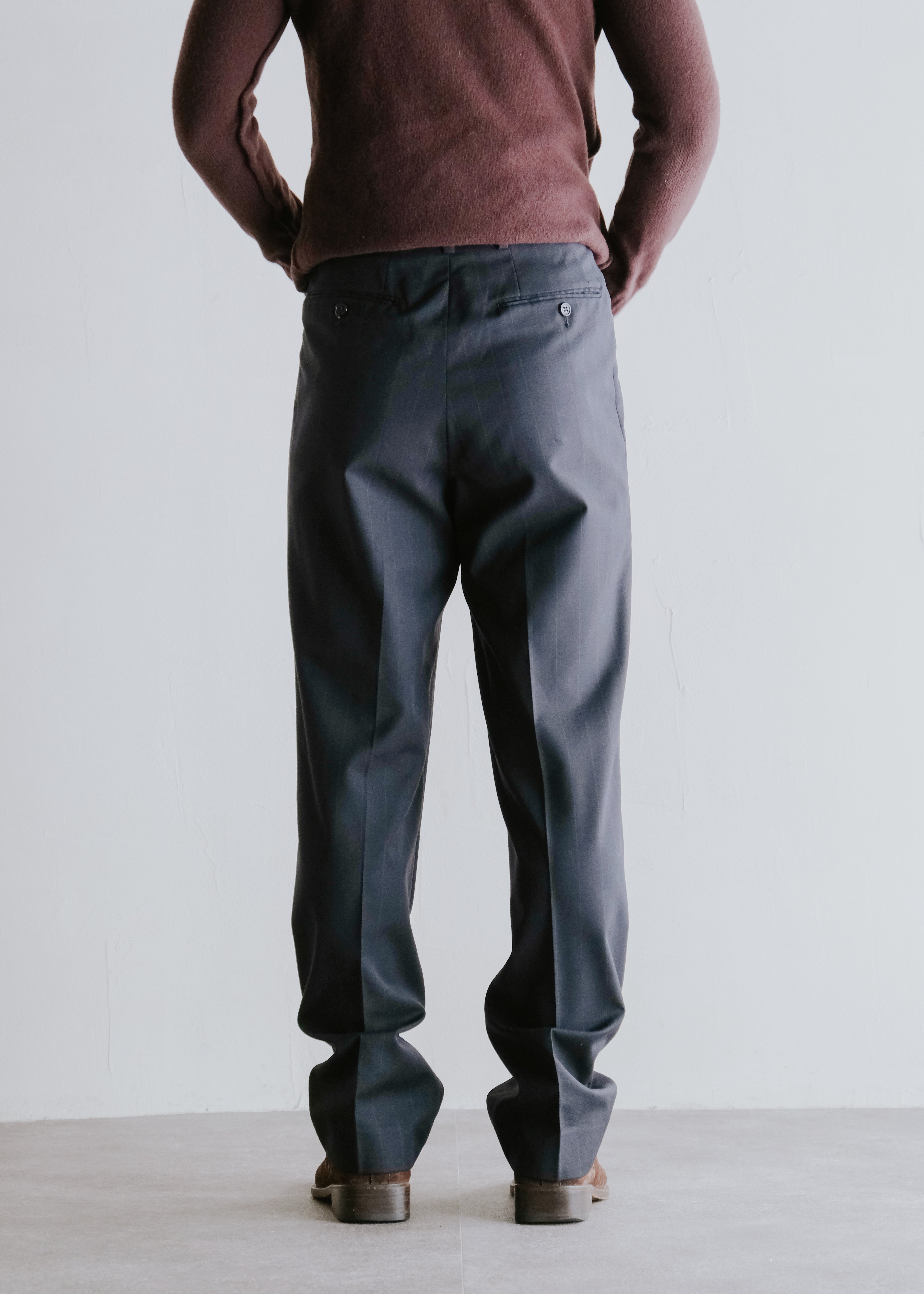 80-90's shadow stripe relaxing tapered slacks