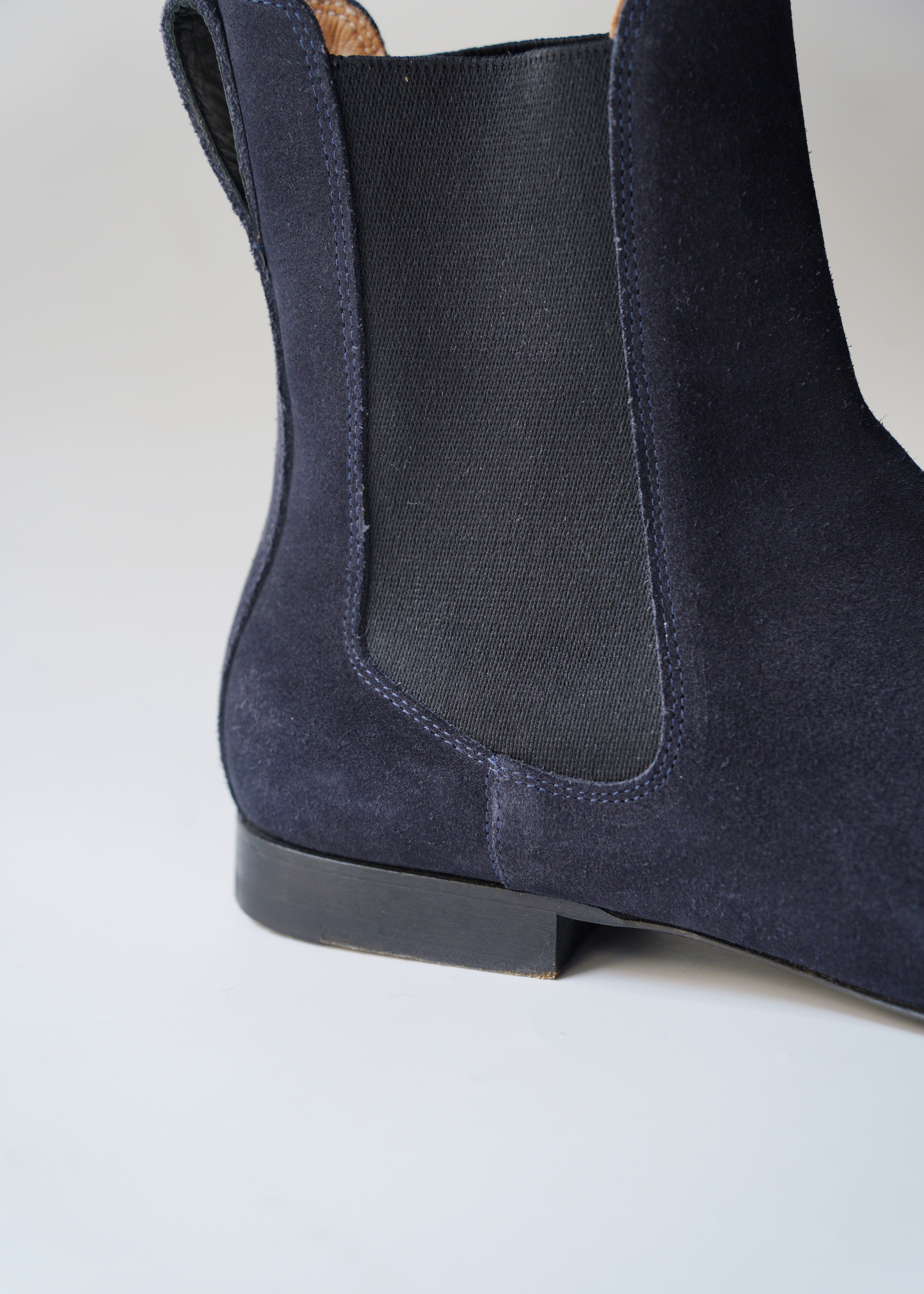 DRIES VAN NOTEN suède leather pointed toe side gore boots
