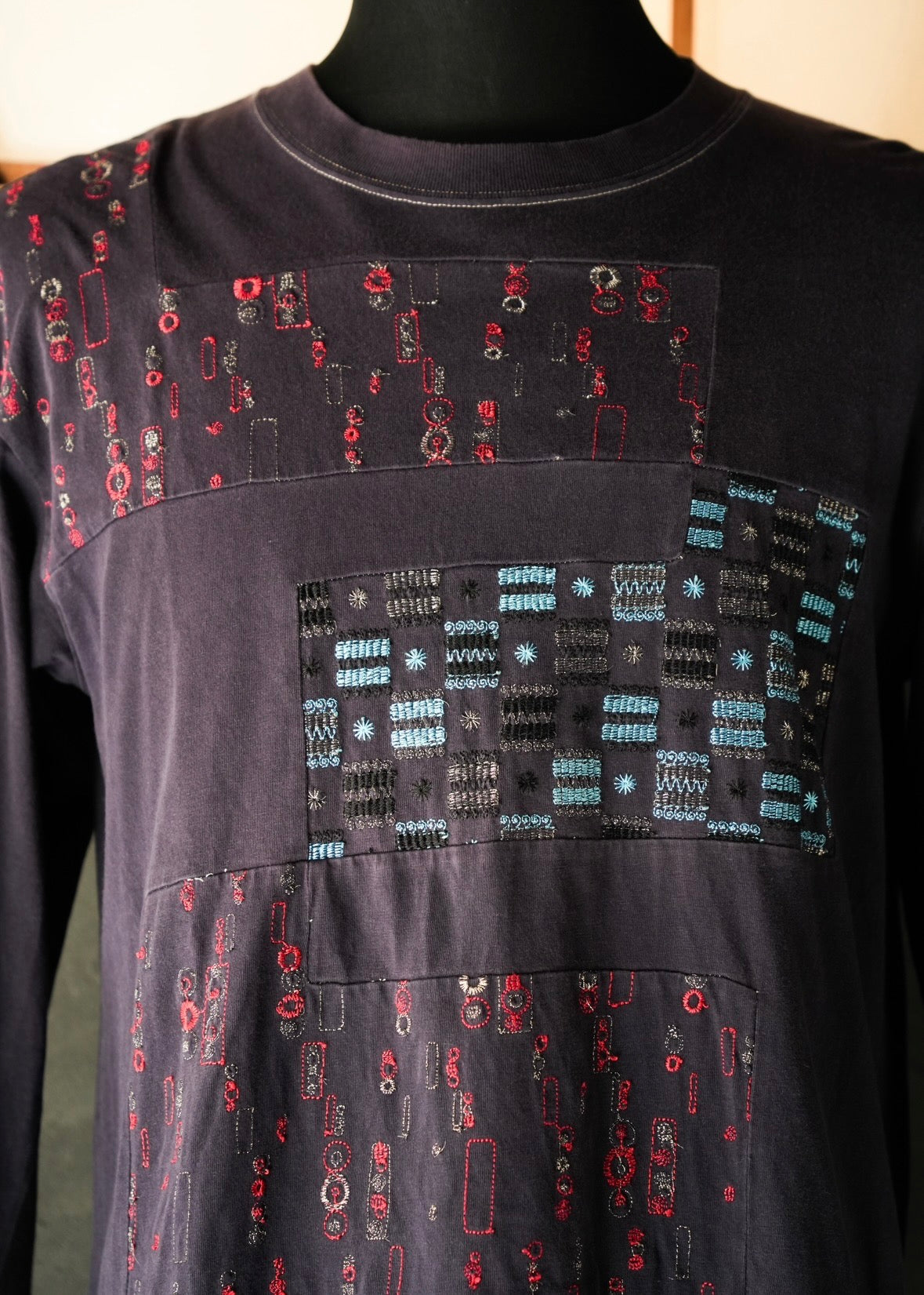 COMME des GARÇONS HOMME AD2002 embroidered panel long sleeve T-Shirt
