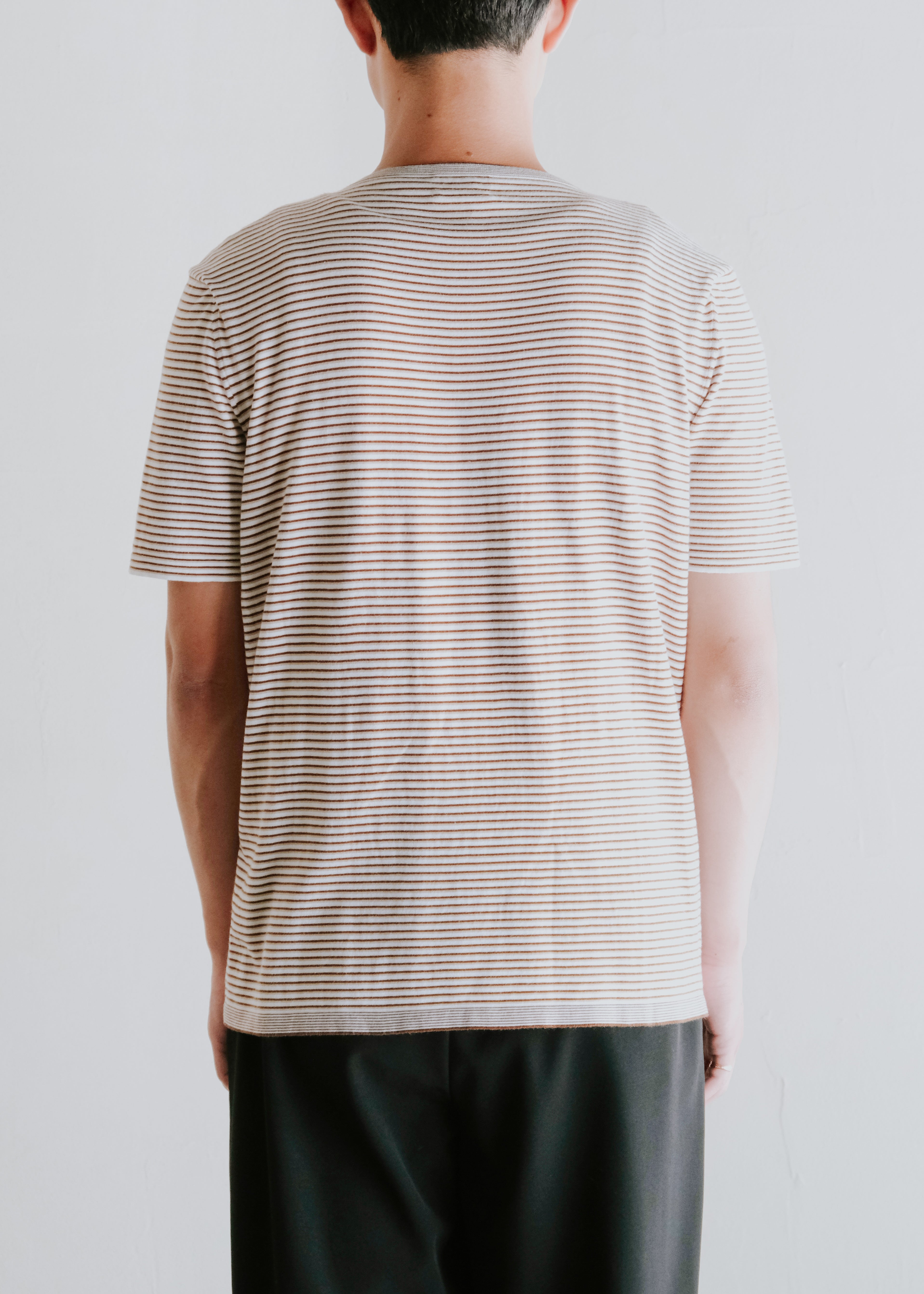 00's HERMÈS boat neck stripe knit T shirt