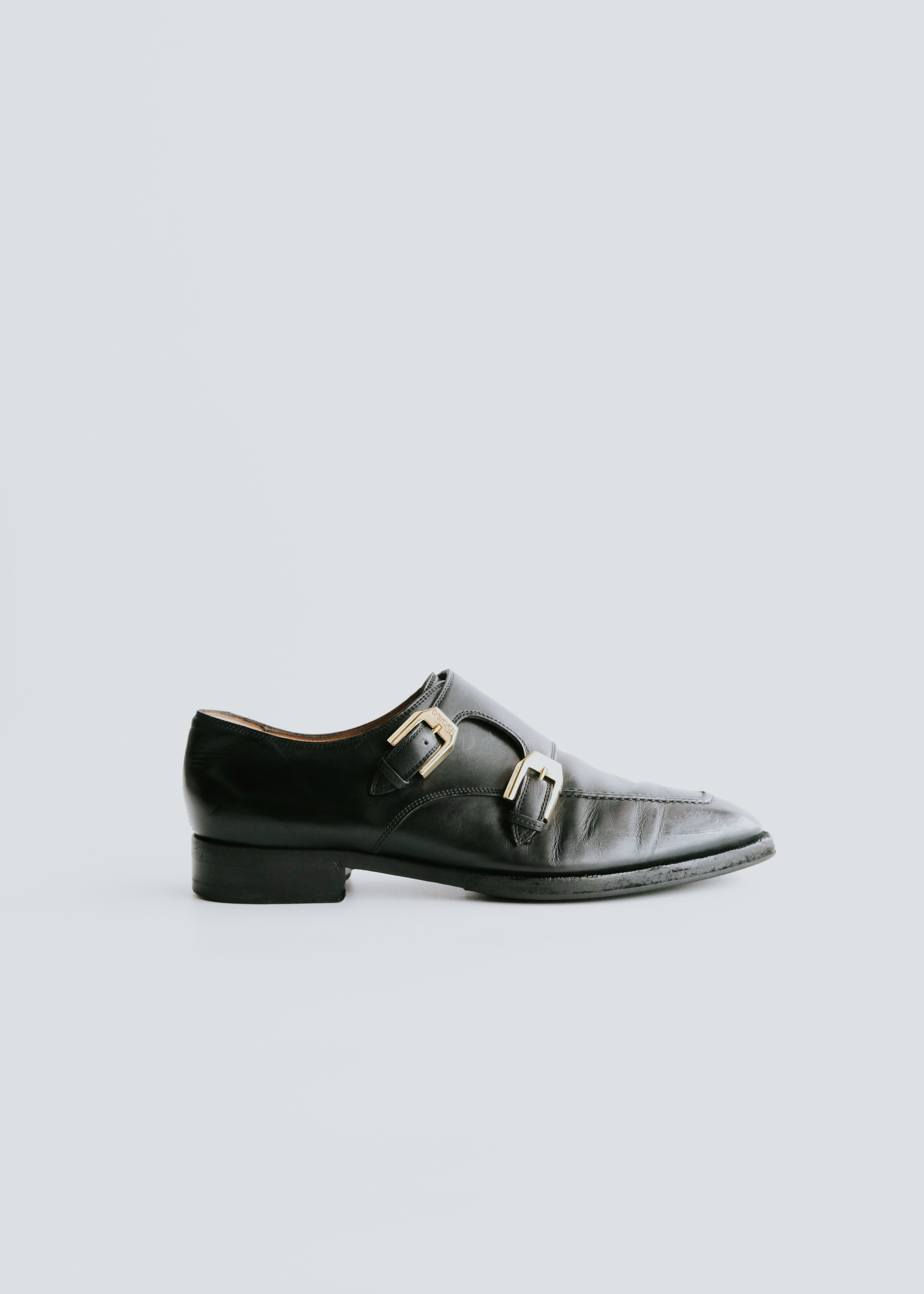 GUCCI double monk strap leather shoes