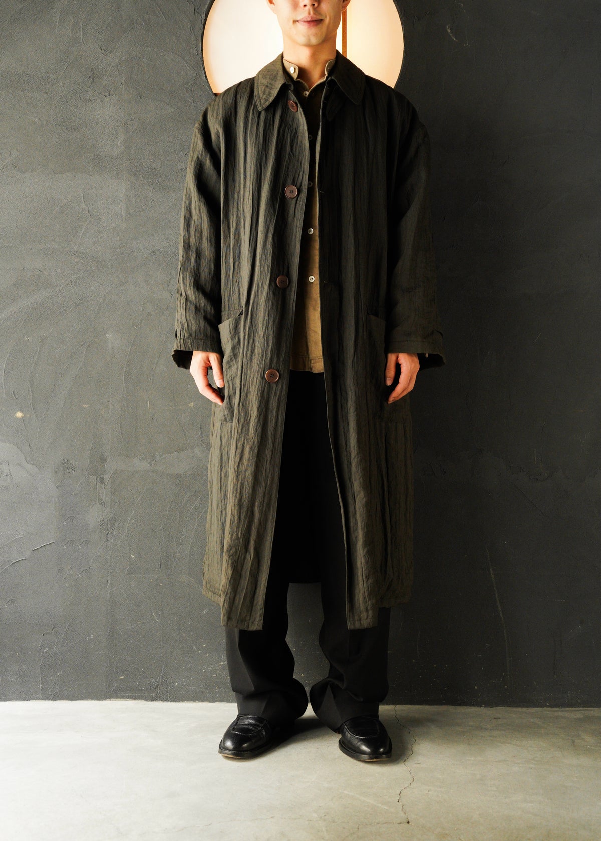70-80’s GIORGIO ARMANI linen balmacaan coat