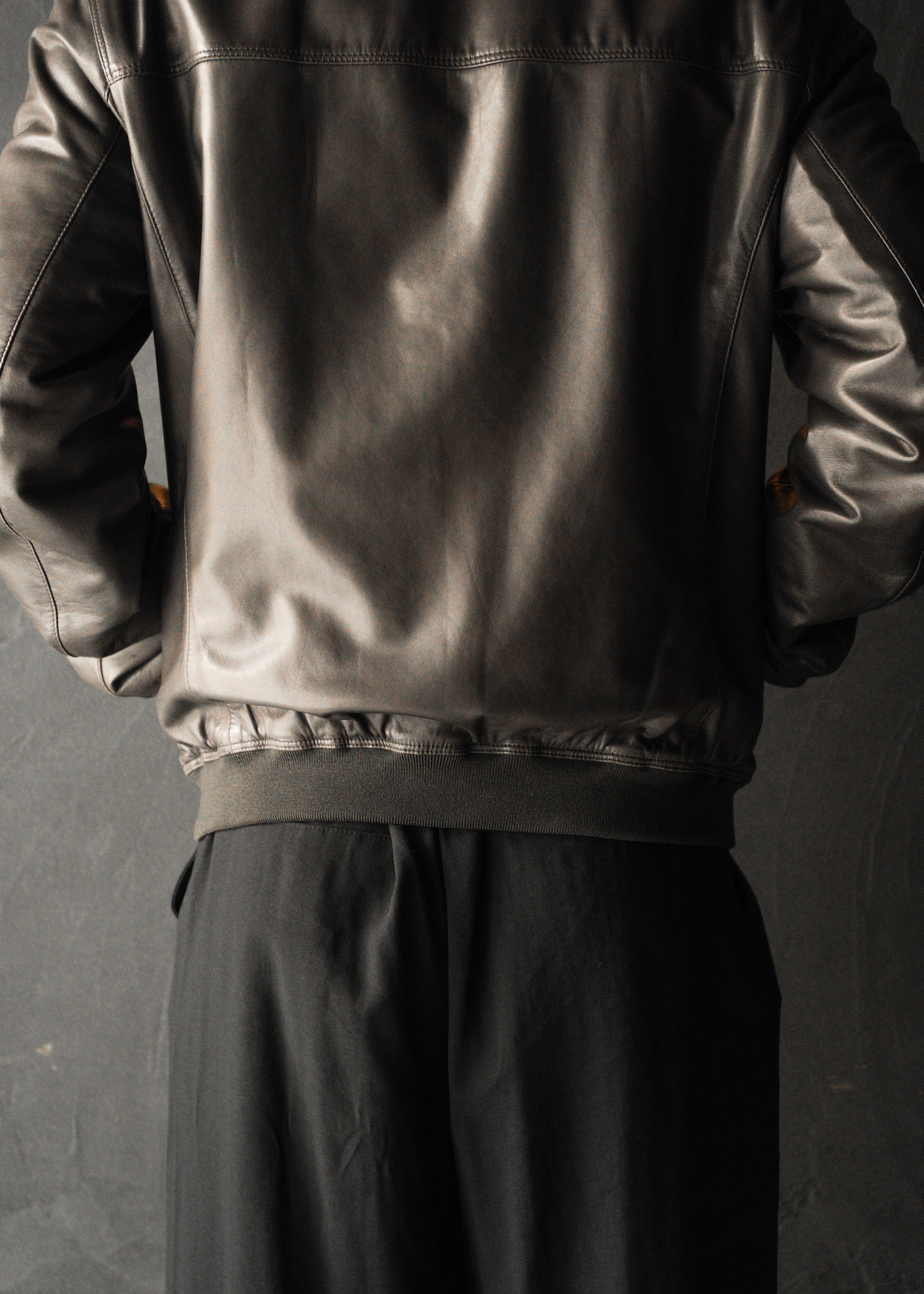 90’s Salvatore Ferragamo reversible single zip up leather jacket
