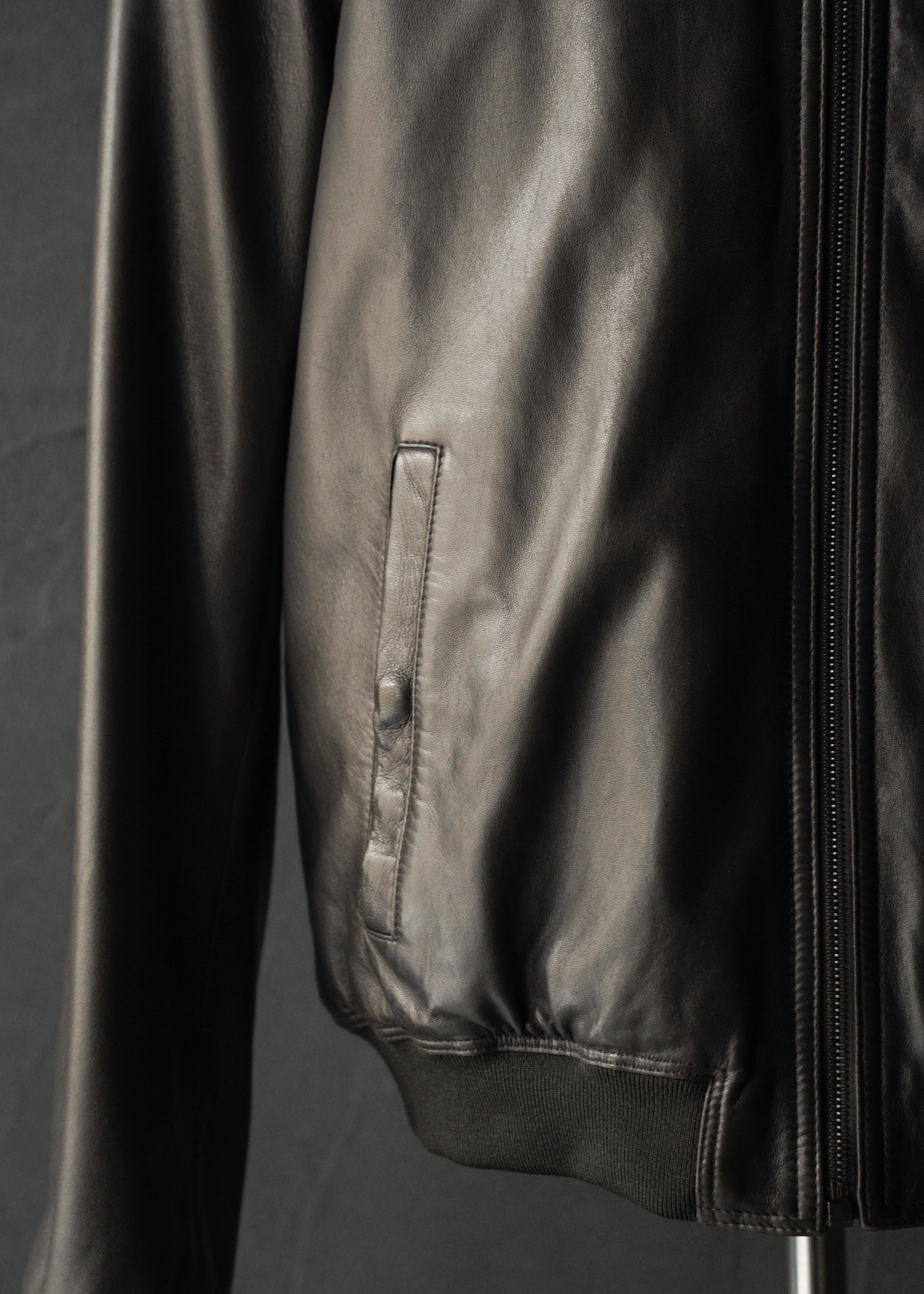 90’s Salvatore Ferragamo reversible single zip up leather jacket