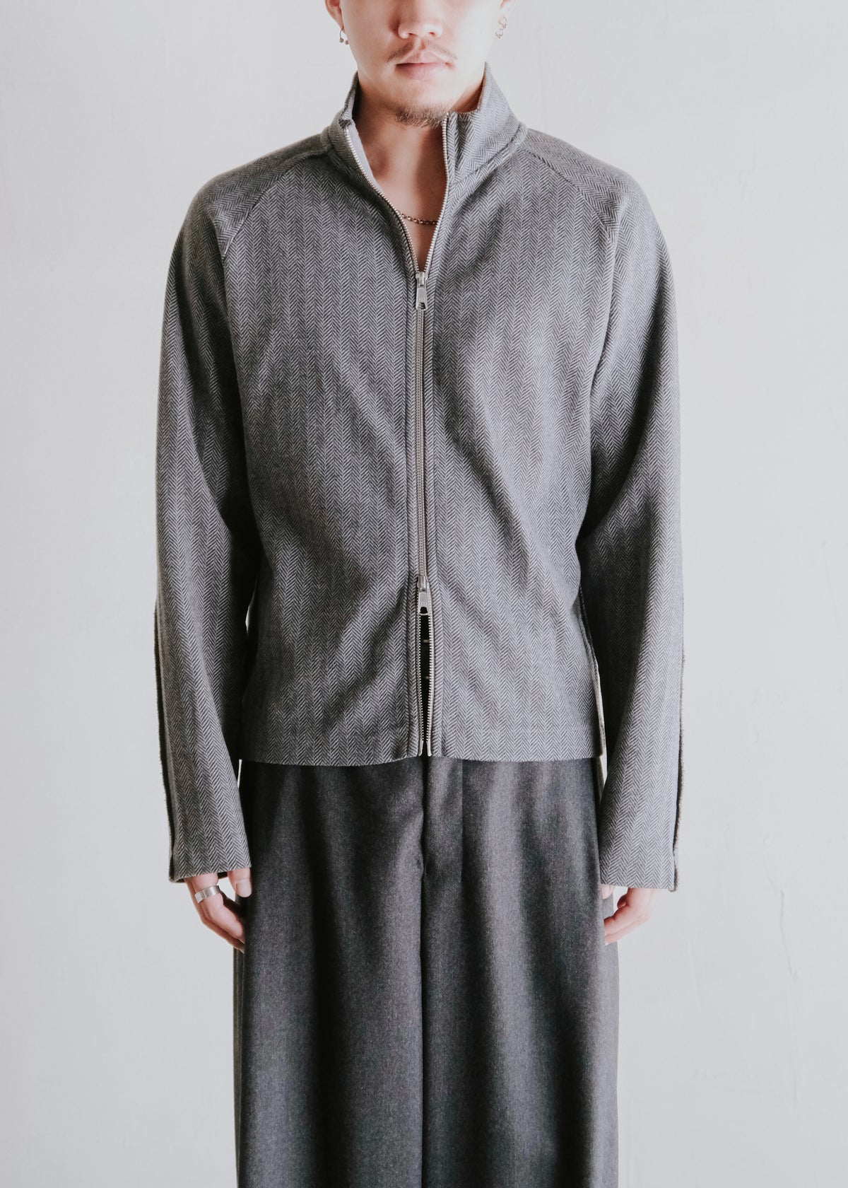 mfpen 26AW Leisure Zip Up / Grey Herringbone