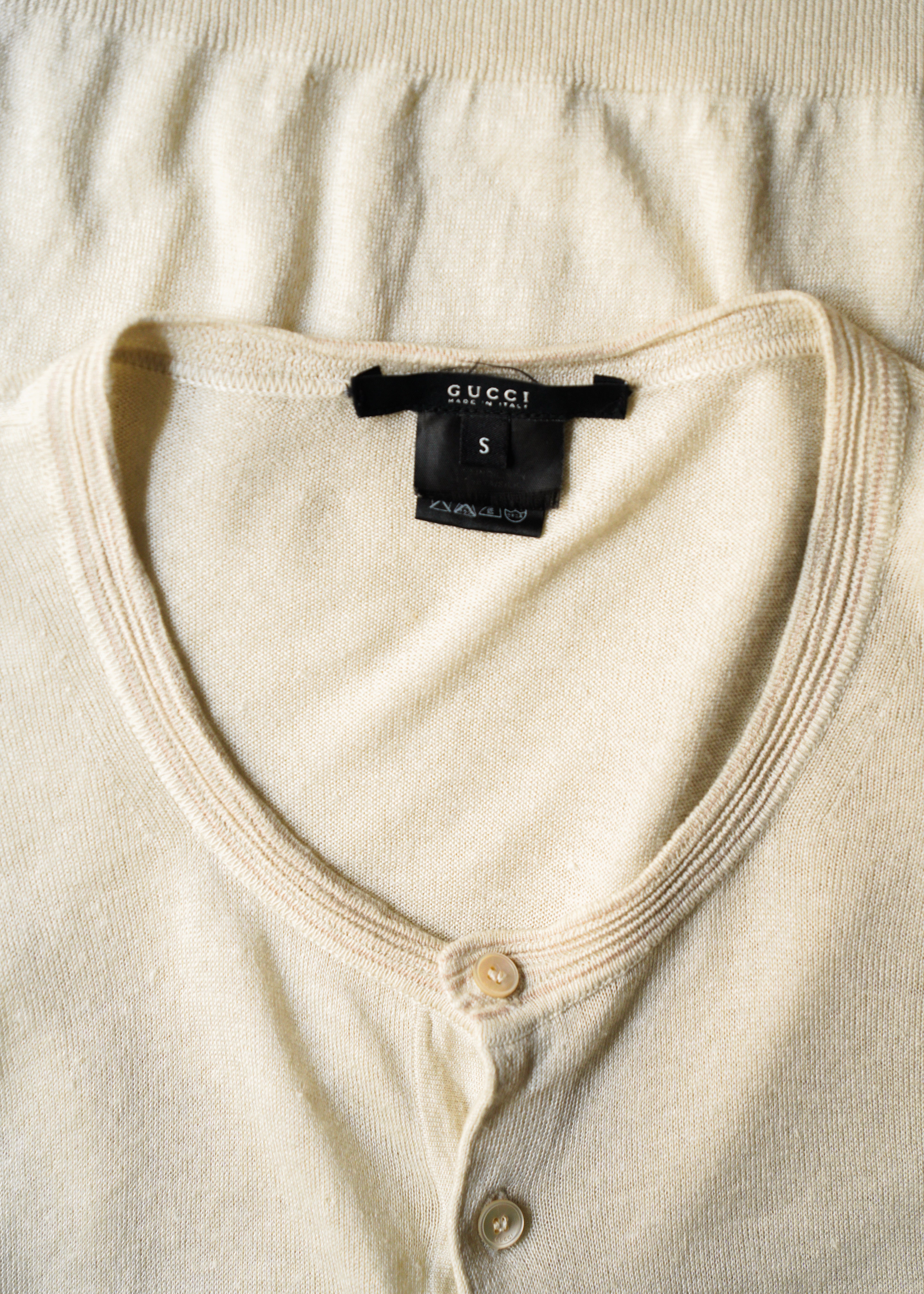 00's GUCCI linen silk henry neck short sleeve knit