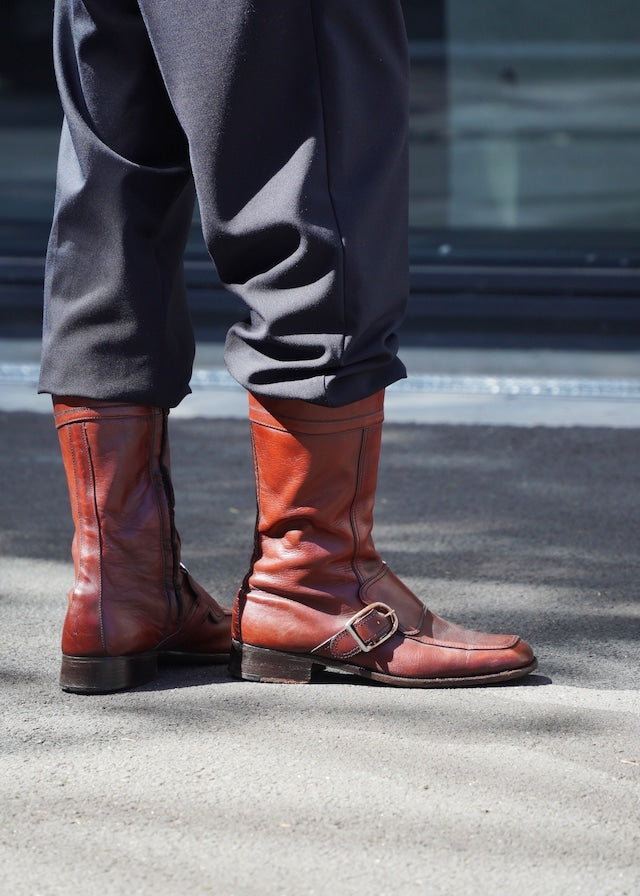 Belted side zip long boot