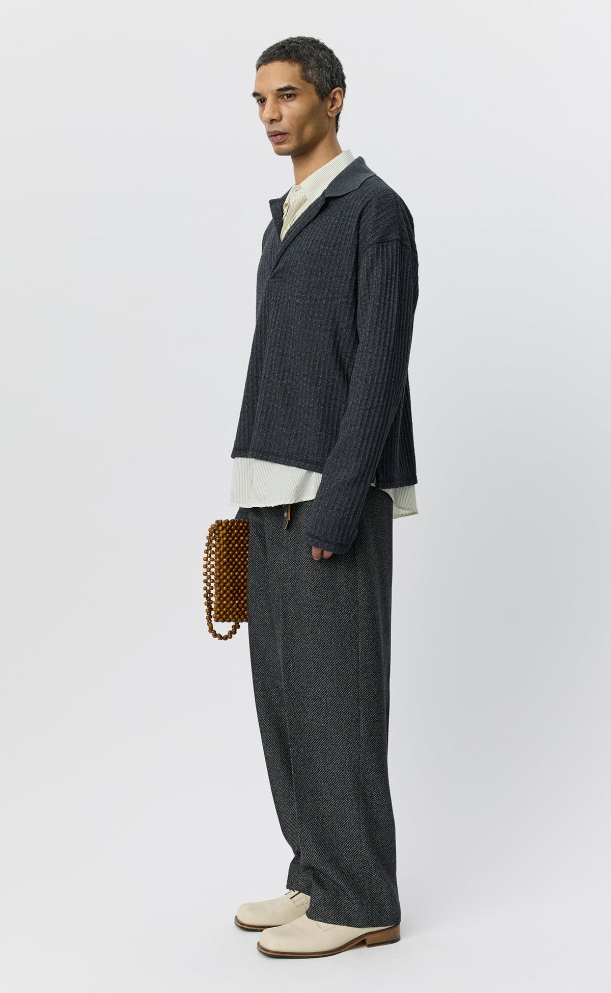 mfpen 26AW Rolodex Polo / Grey Bouclé Rib