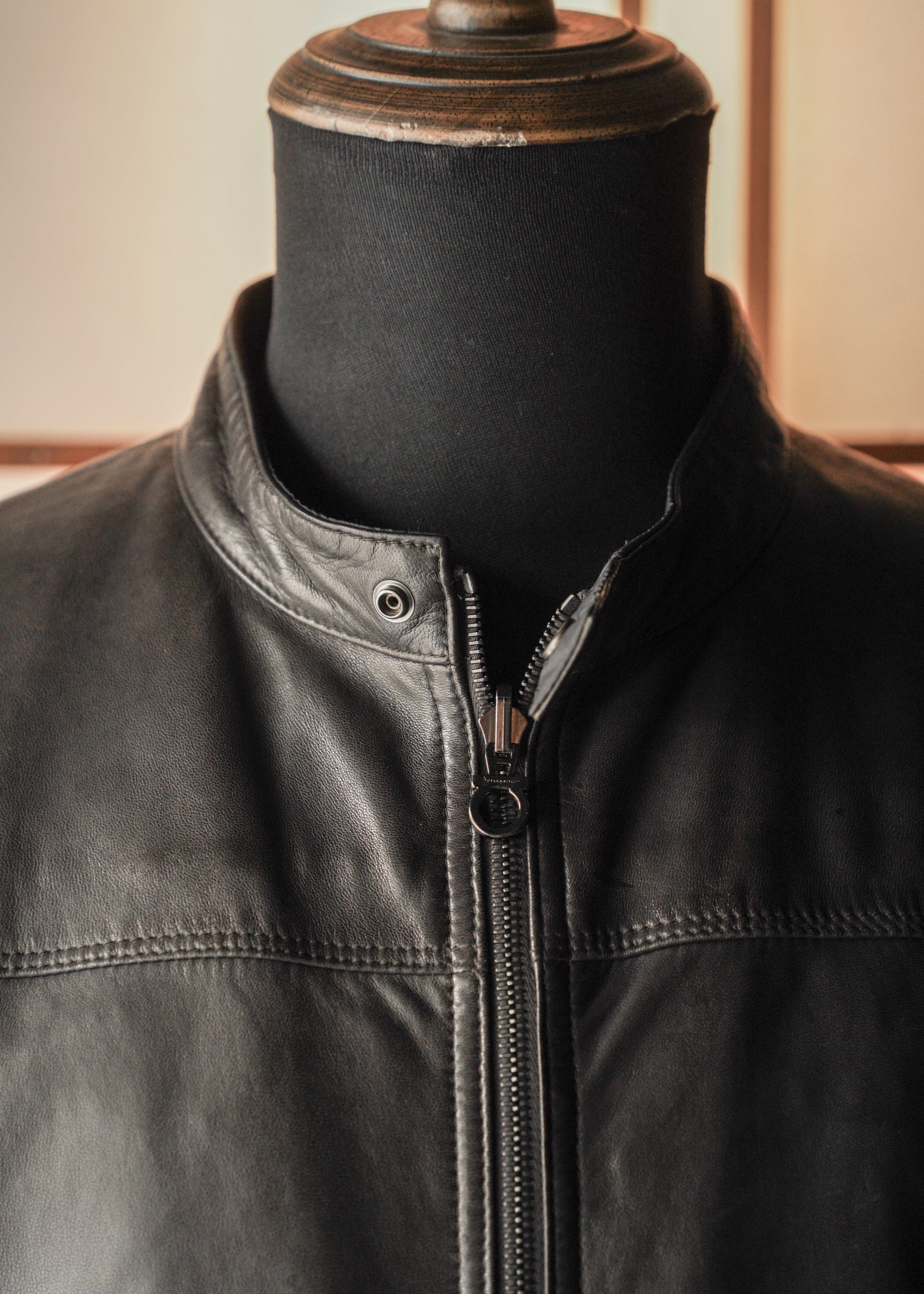 90’s Salvatore Ferragamo reversible single zip up leather jacket