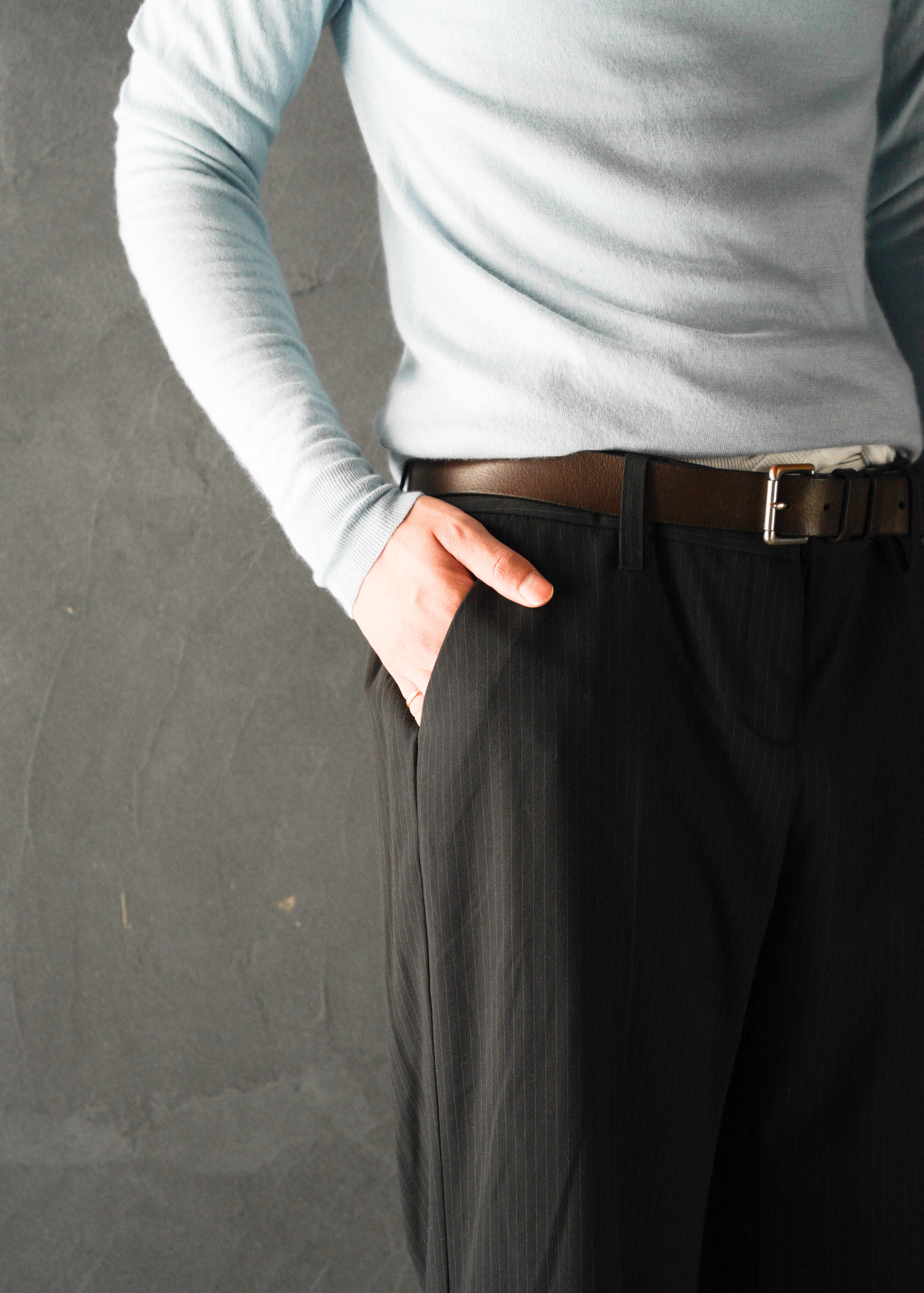 Wide straight stripe slacks
