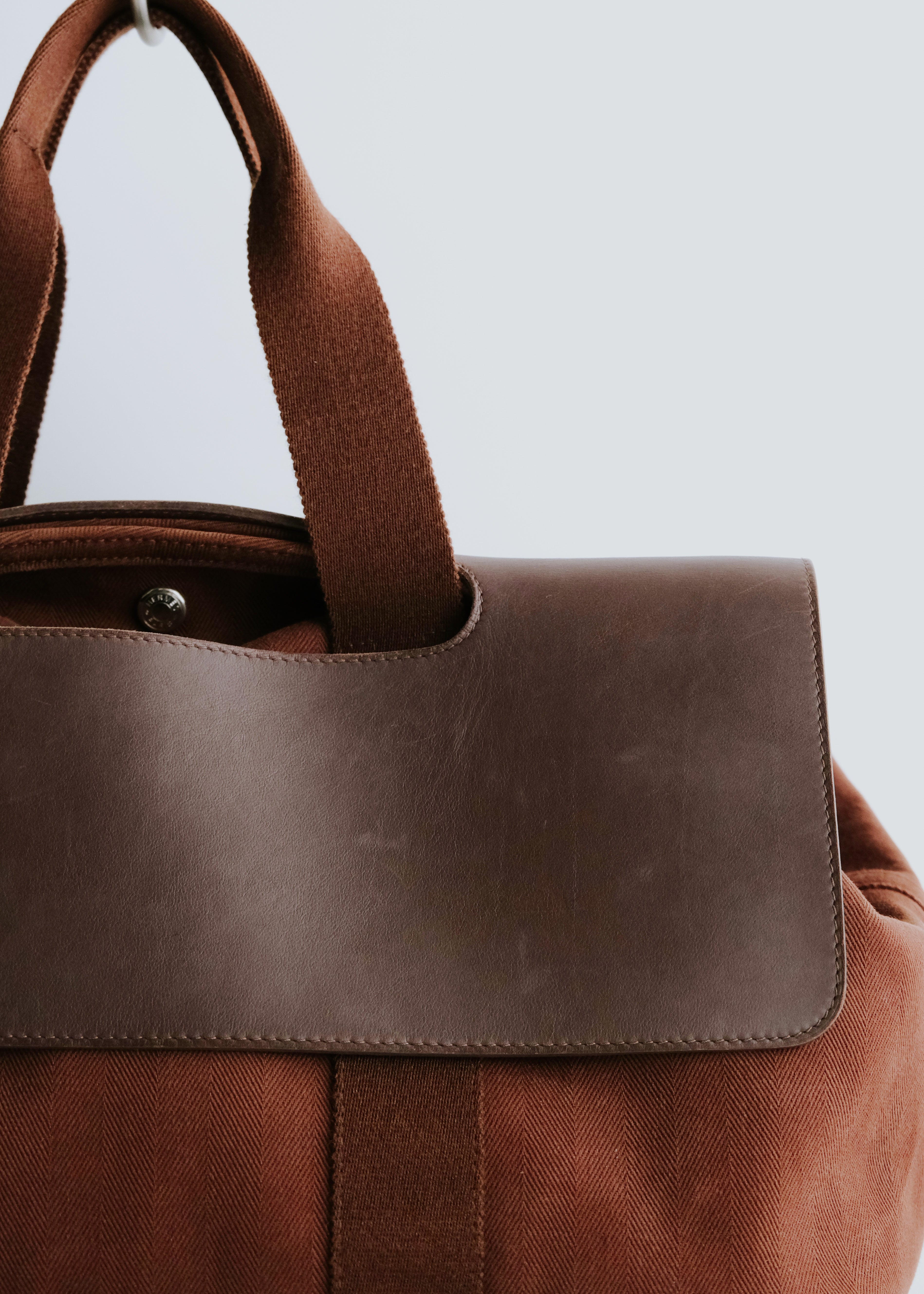 00's HERMÈS valparaiso MM leather flap canvas hand bag