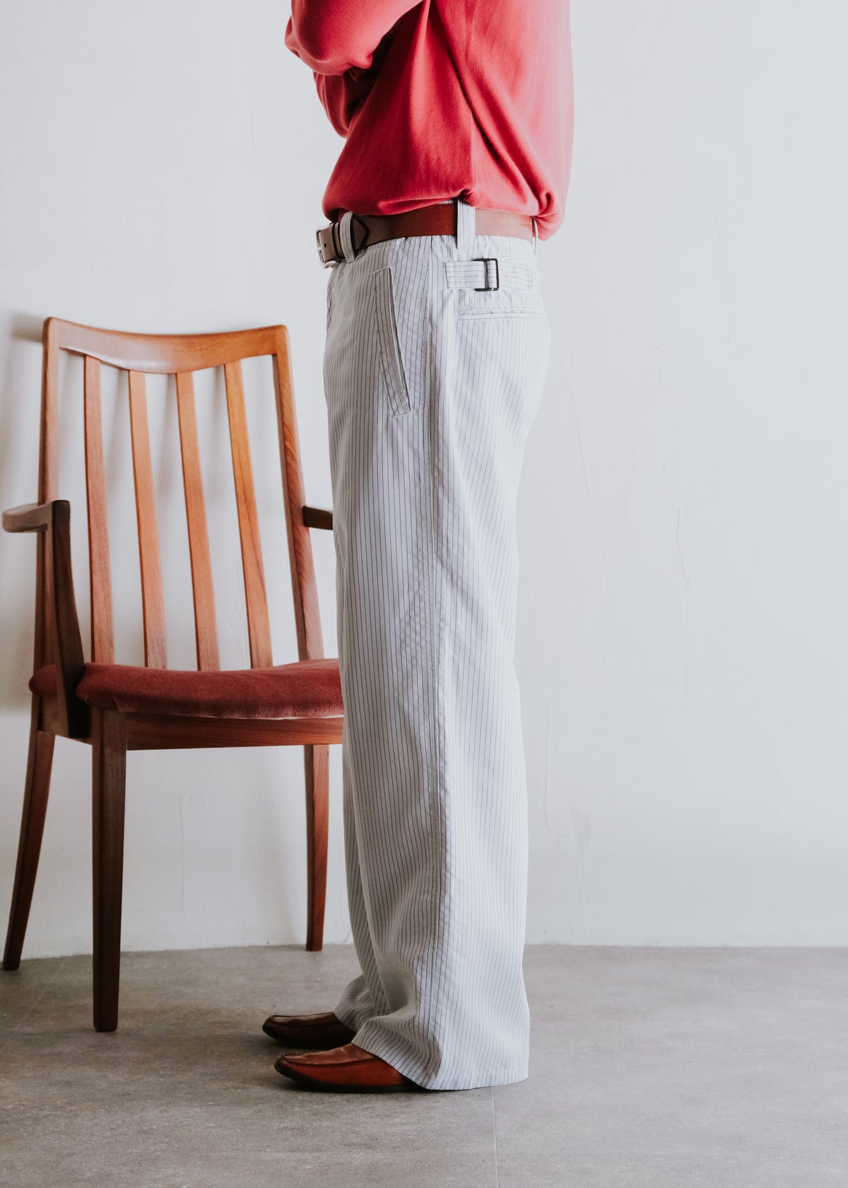 00's EMPORIO ARMANI striped wide buggy modal trousers