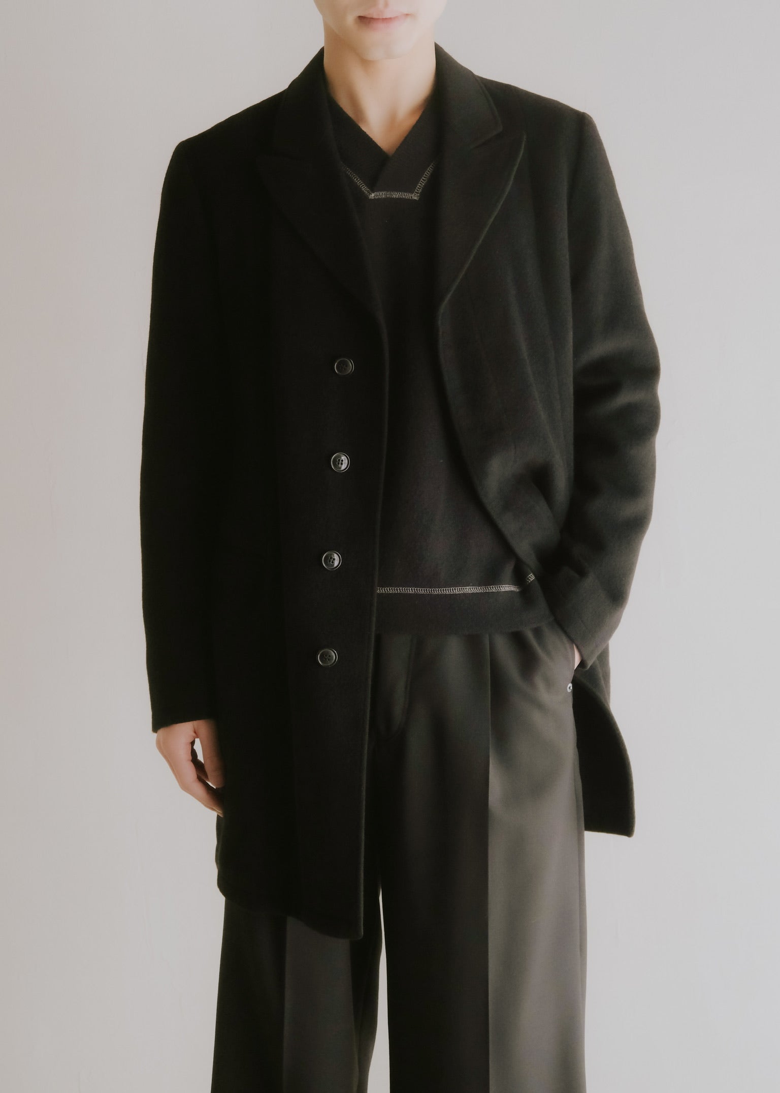 EMPORIO ARMANI エンポリオアルマーニ 2005AW フライフロント アンゴラウール チェスターフィールドコート 古着 アーカイブ ヴィンテージ メンズ