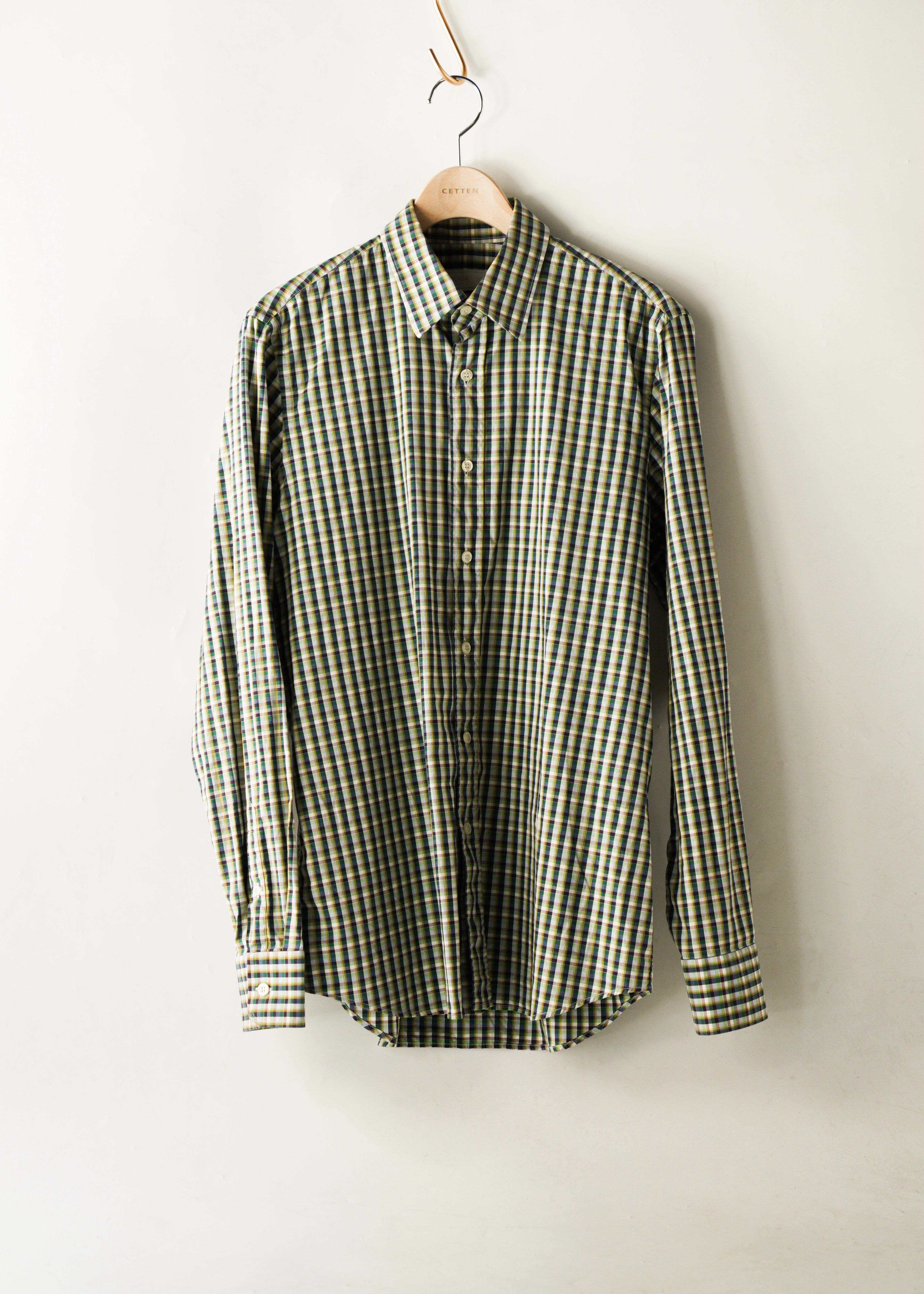 PRADA multi color check regular collar cotton shirt
