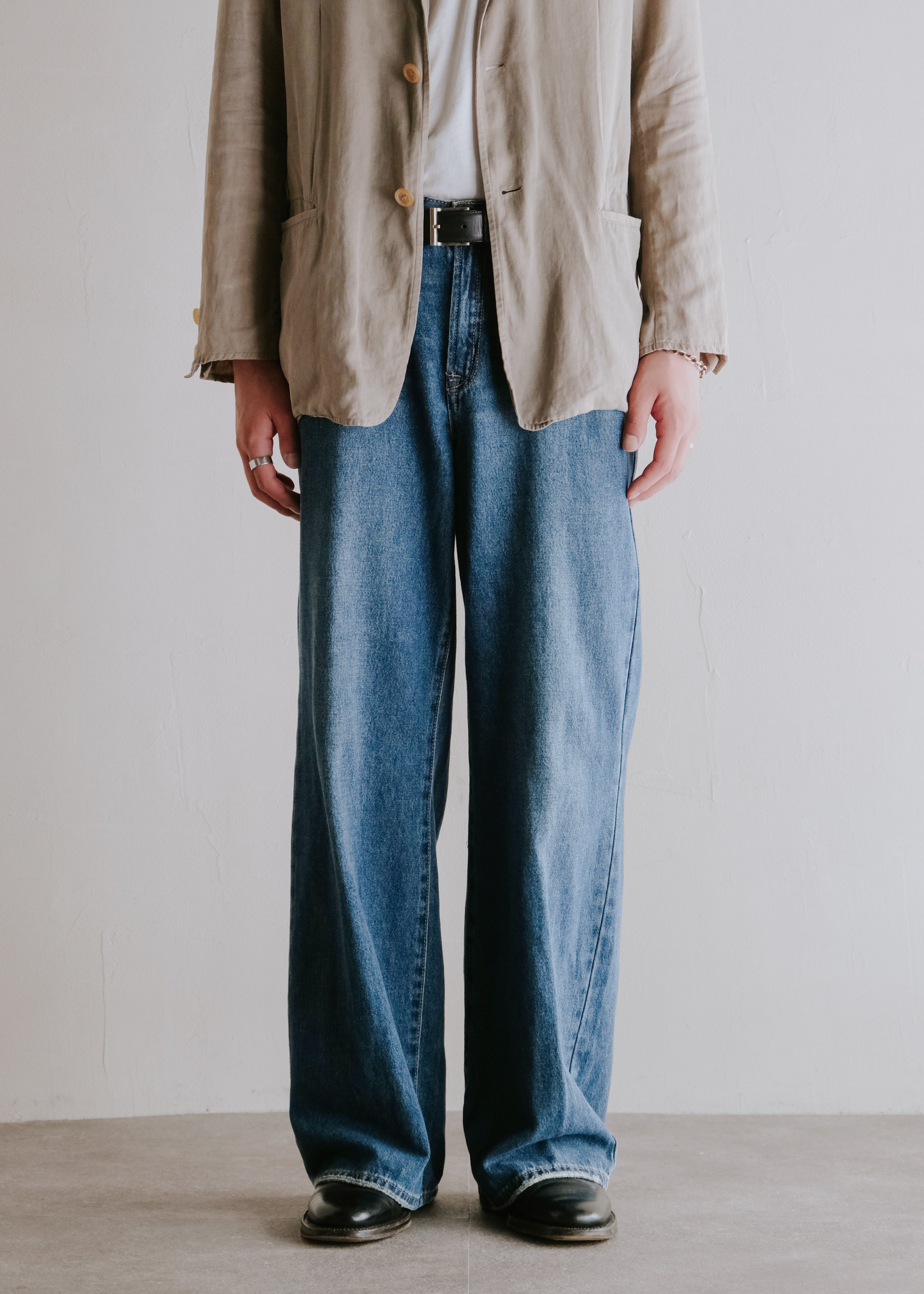 wide straight denim trousers