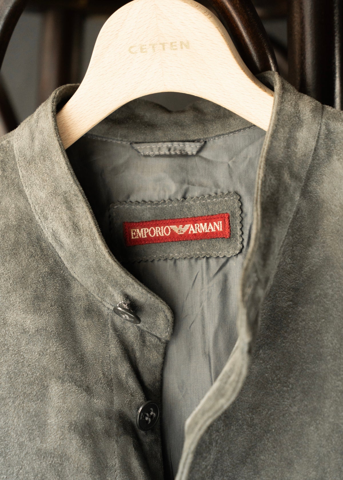 1998SS EMPORIO ARMANI band collar suede leather jacket