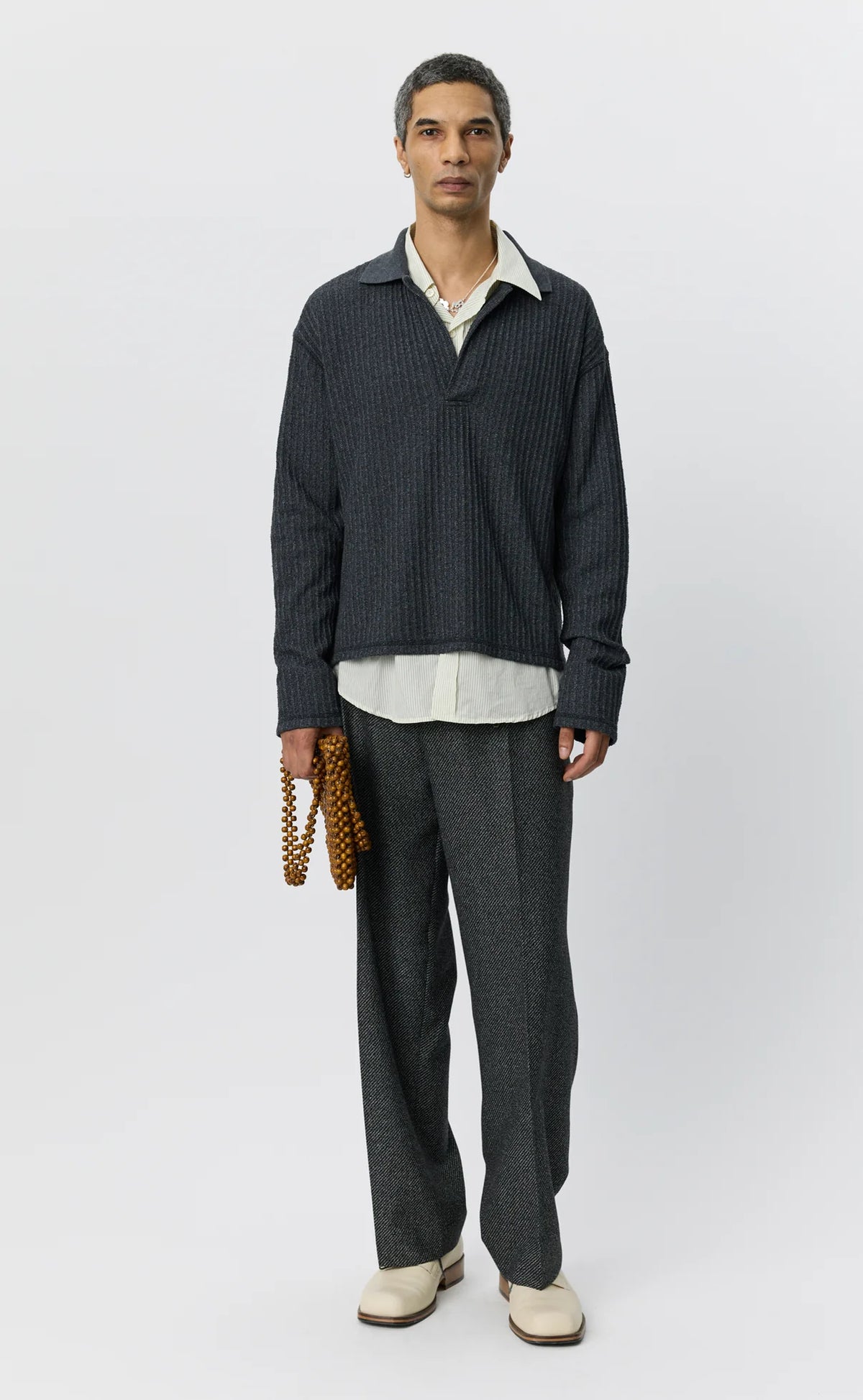 mfpen 26AW Rolodex Polo / Grey Bouclé Rib