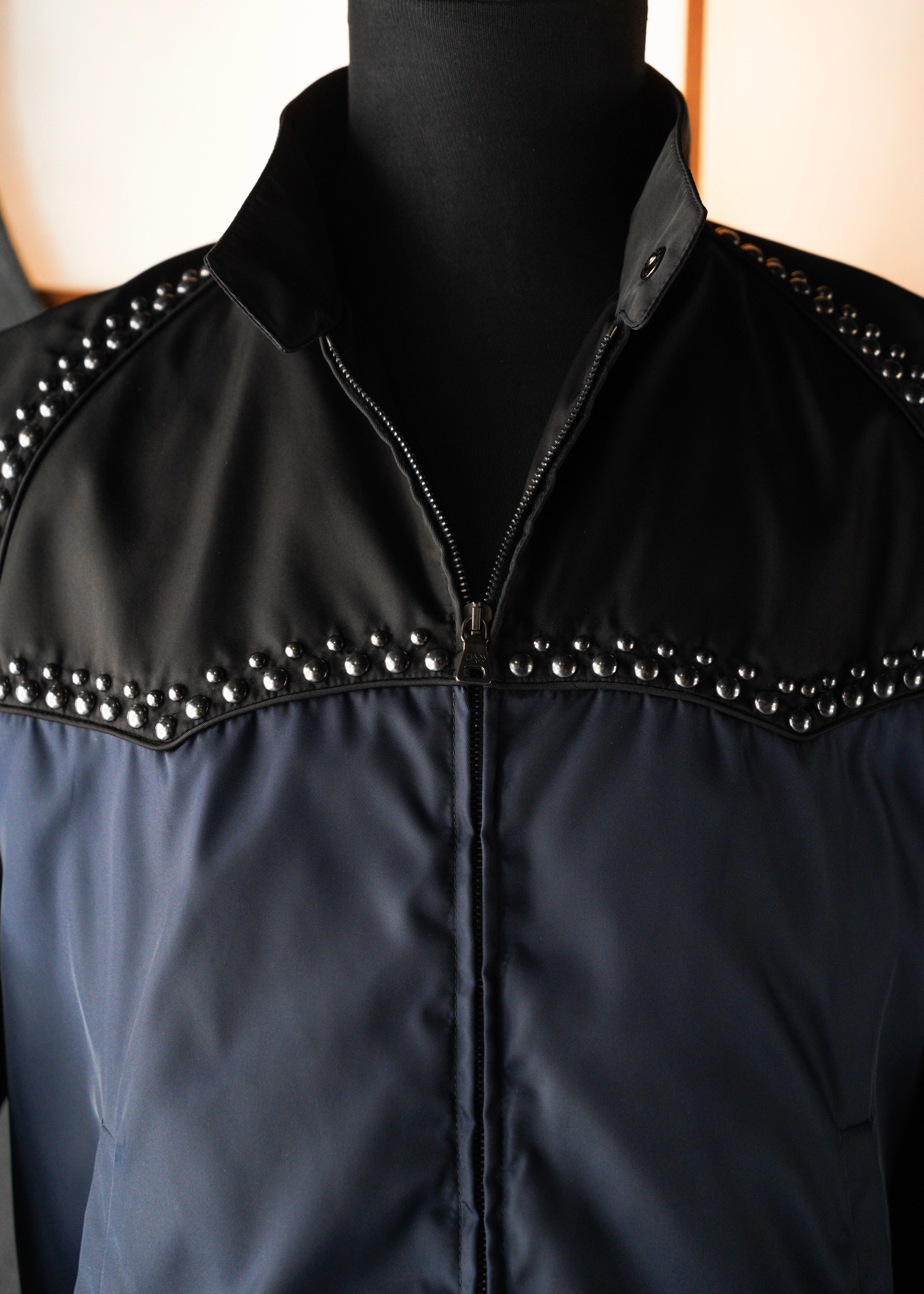 PRADA 12SS bicolor nylon studs blouson