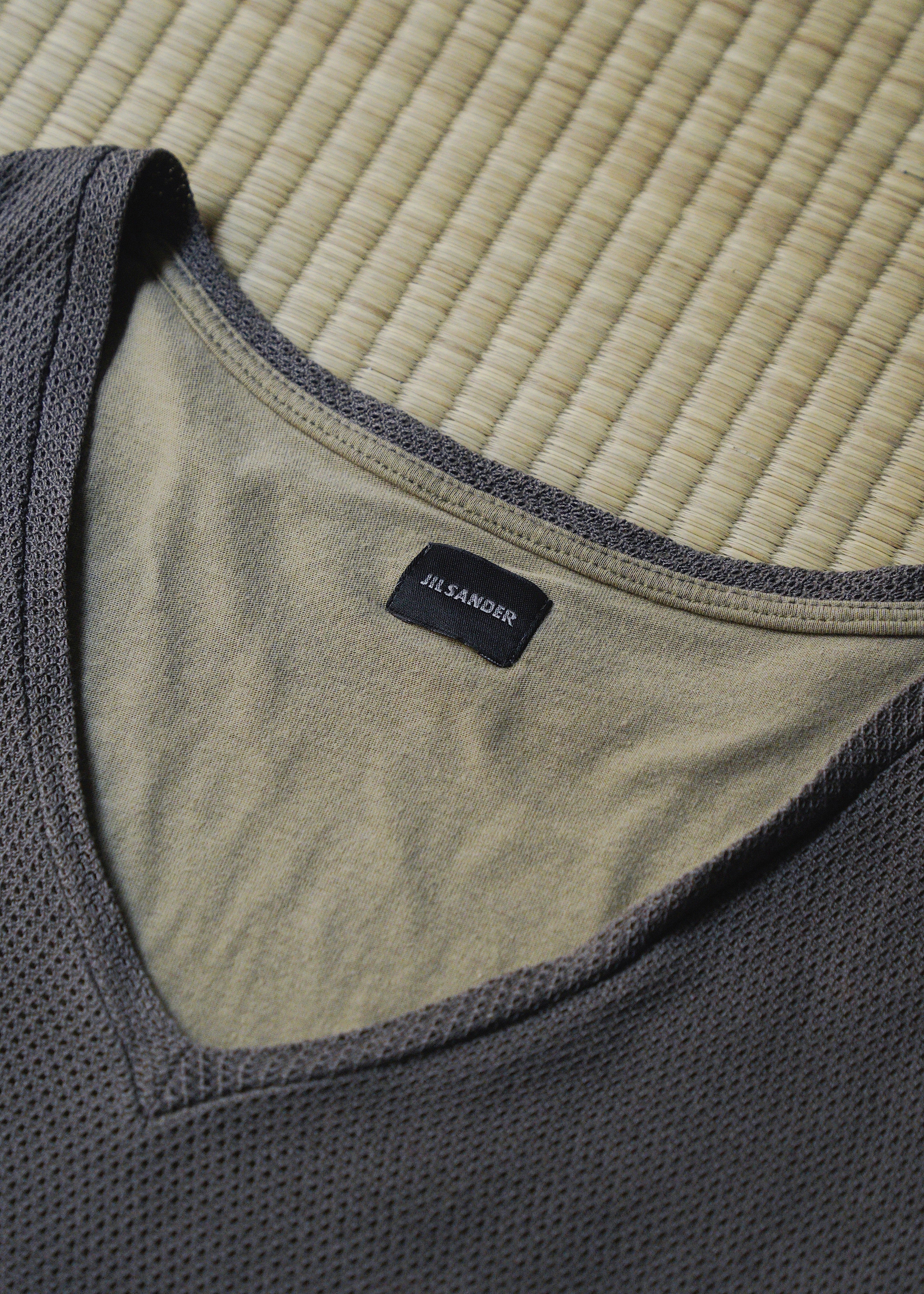 00's JIL SANDER v neck mesh cotton cut-saw