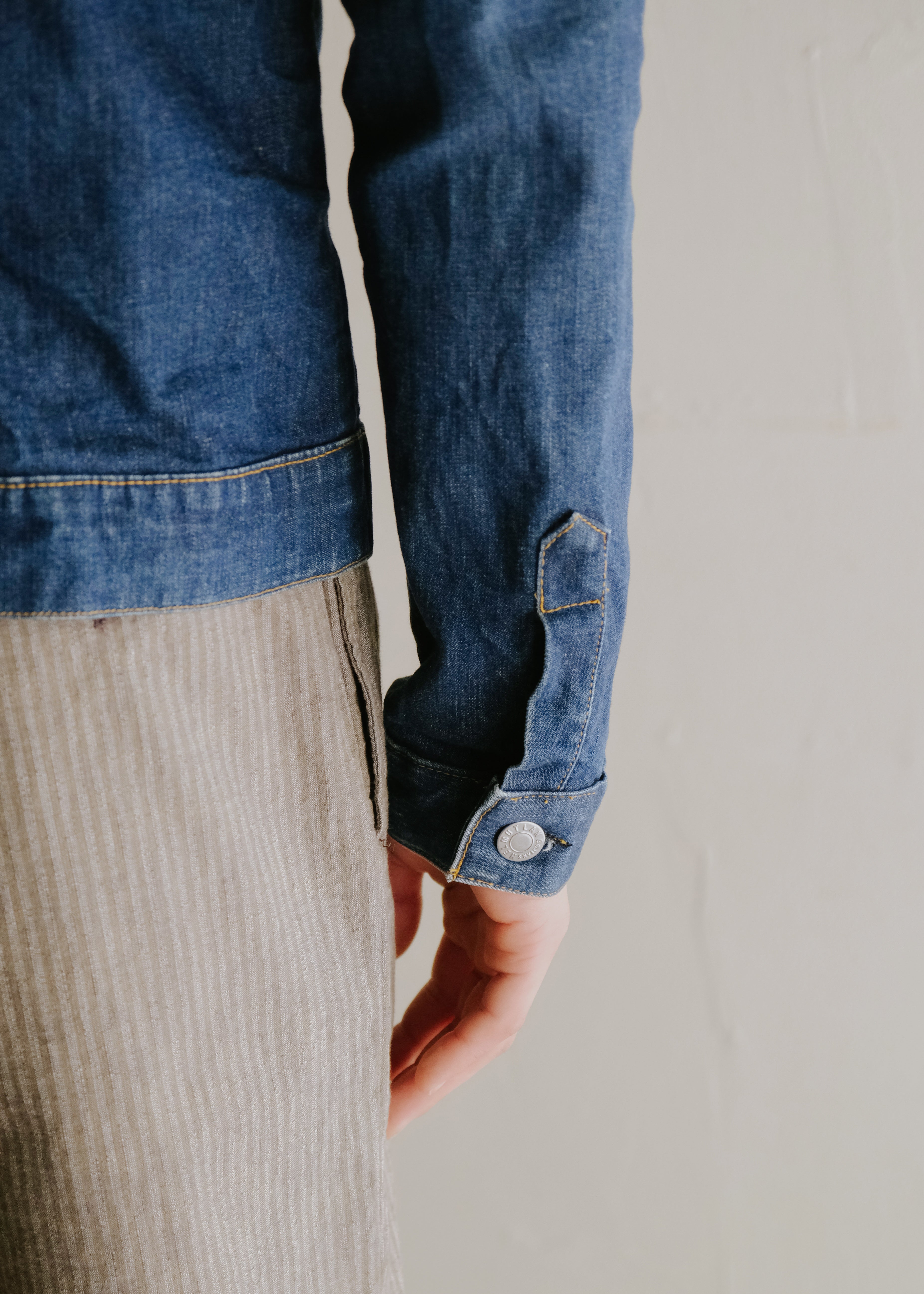 HELMUT LANG 1997 fly front open collar denim jacket