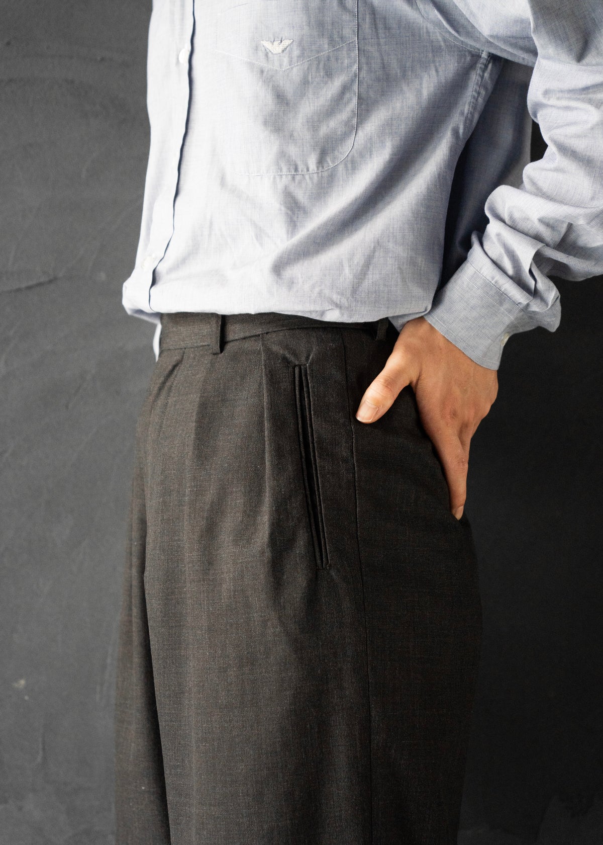80-90’s EMPORIO ARMANI two tuck wool slacks